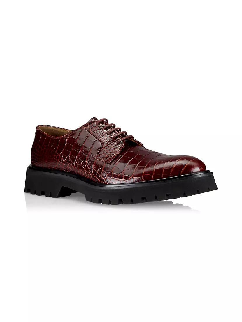 Oba II Croc-Embossed Lug-Sole Leather Derbys Product Image