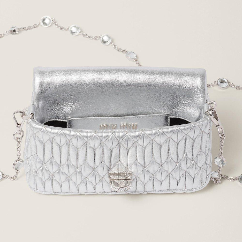 MIU MIU Matelassé Embellished Shoulder Bag In White Product Image