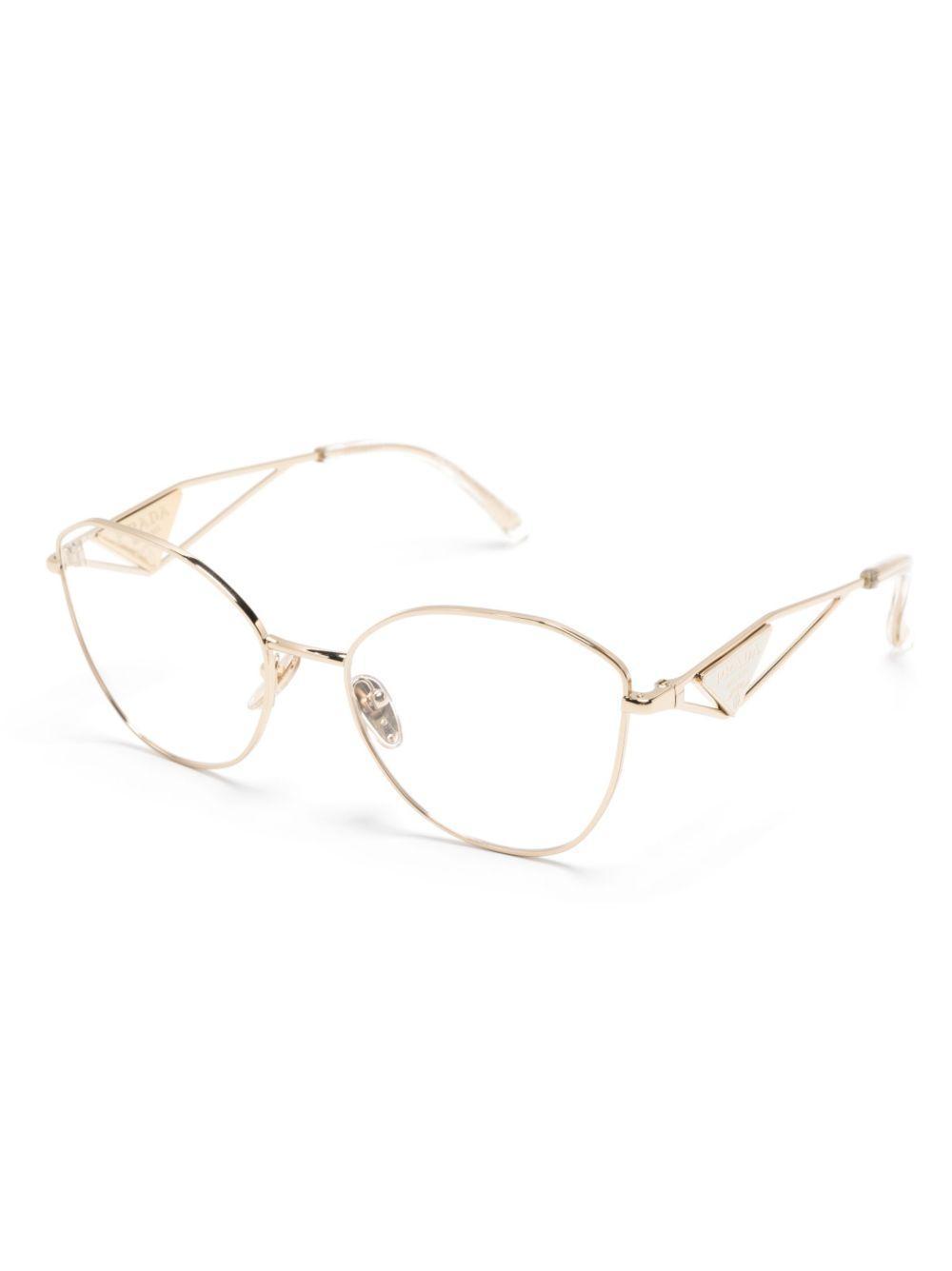 PRADA Logo Plaque Cat-eye Frame Glasses In Gold Product Image