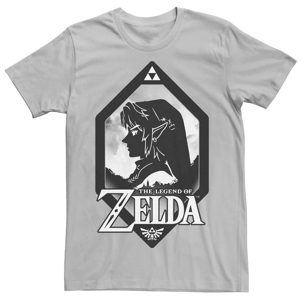 Men's Nintendo Zelda Link Side Profile Diamond Tee, Size: Large, Silver Product Image
