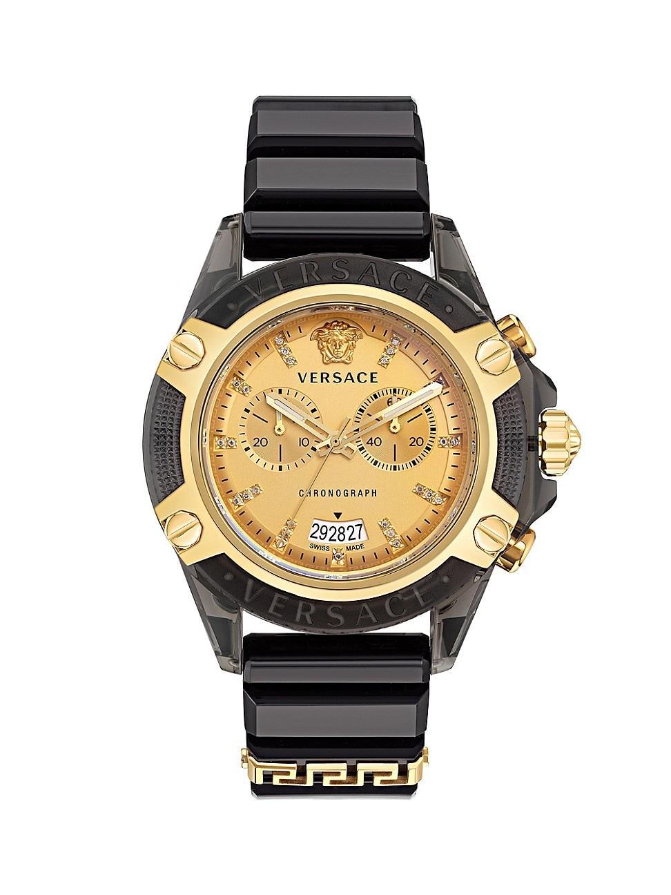 Versace Mens Icon Active Gold Chronograph with Black Silicone Strap Watch Product Image