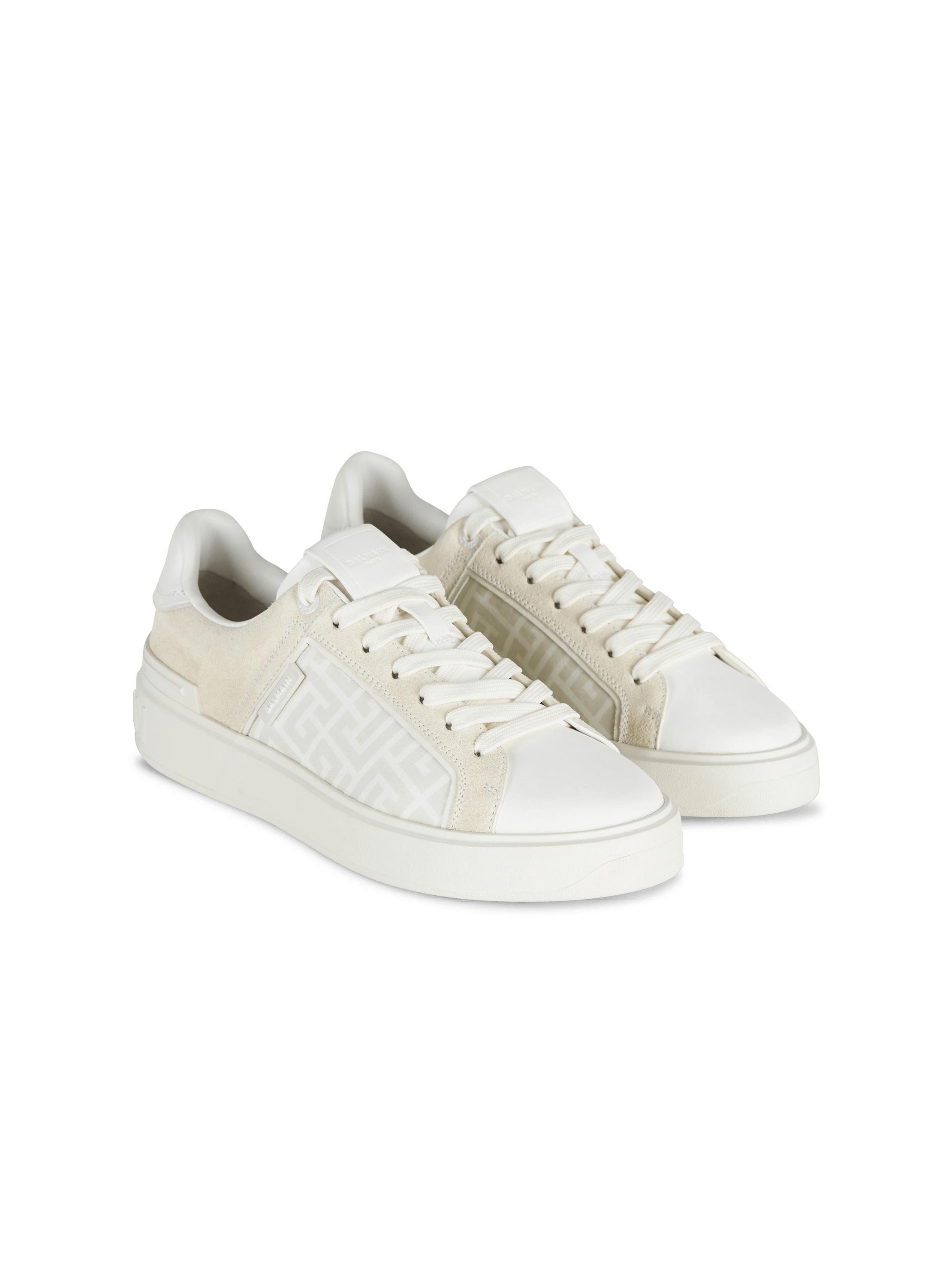 B-Court monogrammed nylon and leather sneakers Product Image