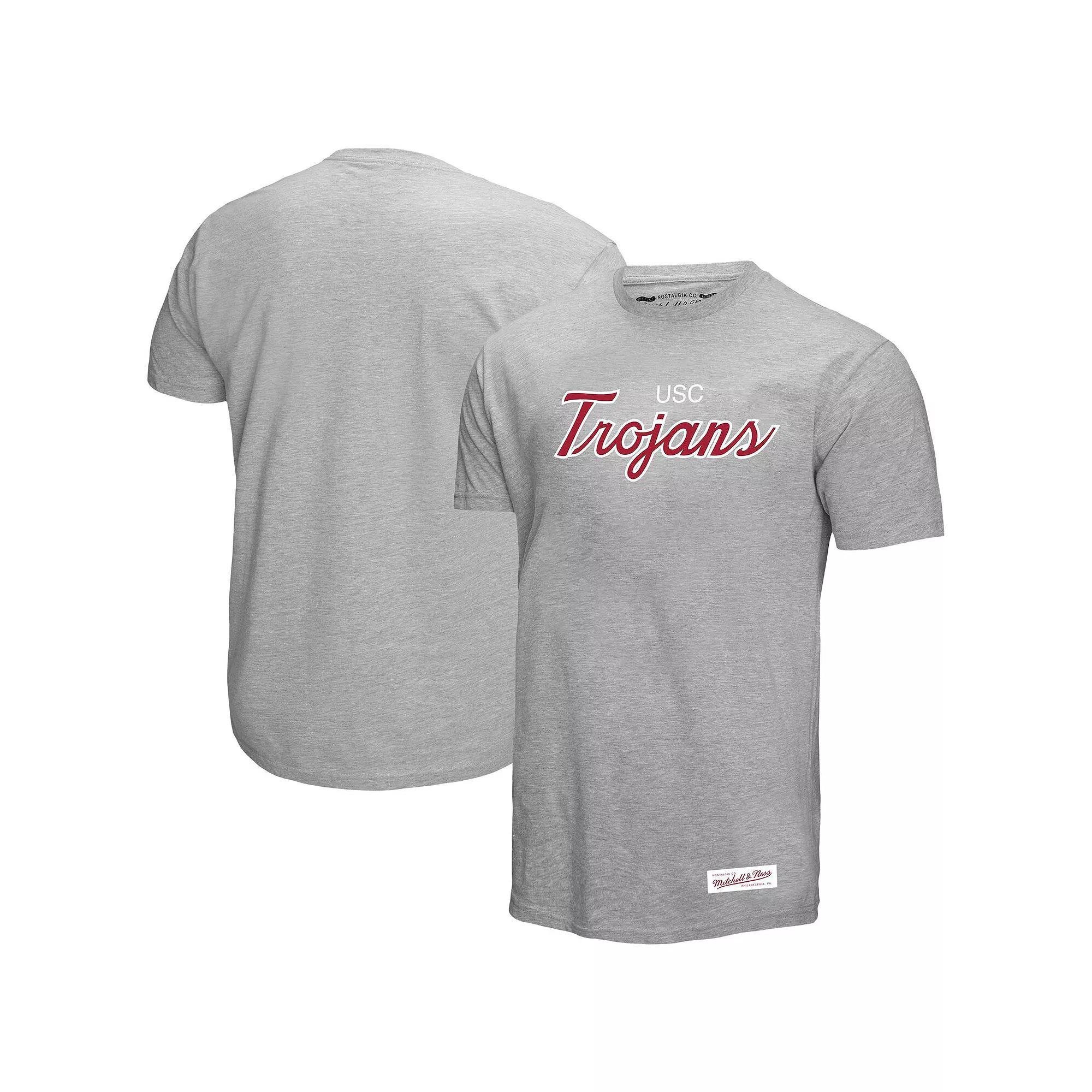 Mens Mitchell & Ness Gray USC Trojans Elite Script T-Shirt Product Image