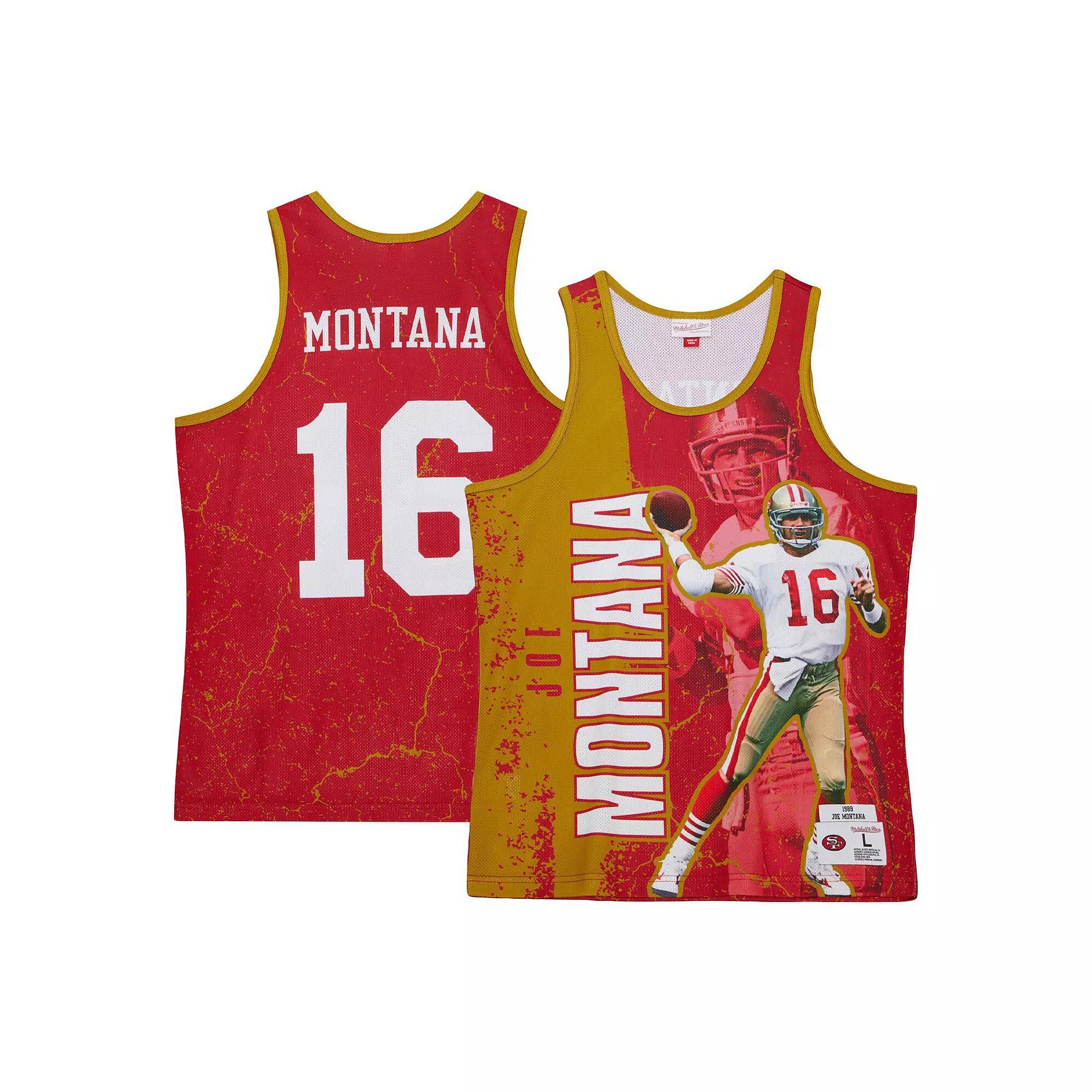 Men's Mitchell & Ness Joe Montana Scarlet San Francisco 49ers 1989 Player Burst Tank Top,  Product Image