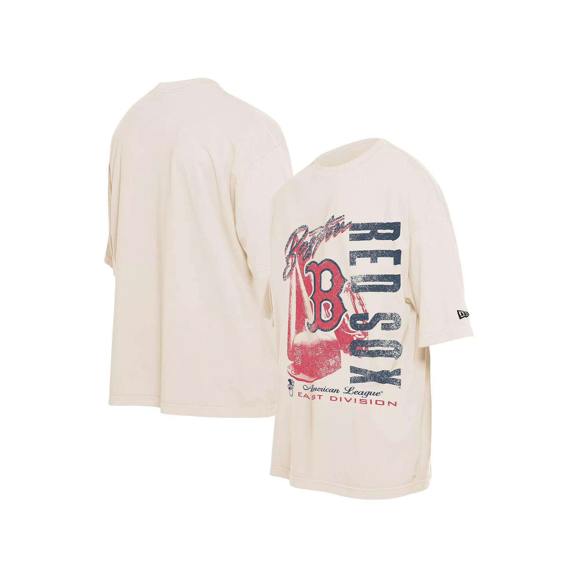 Men's New Era Cream Boston Red Sox Cooperstown Collection Oversized Throwback Distressed T-Shirt, Size: 3XL, Beige Product Image