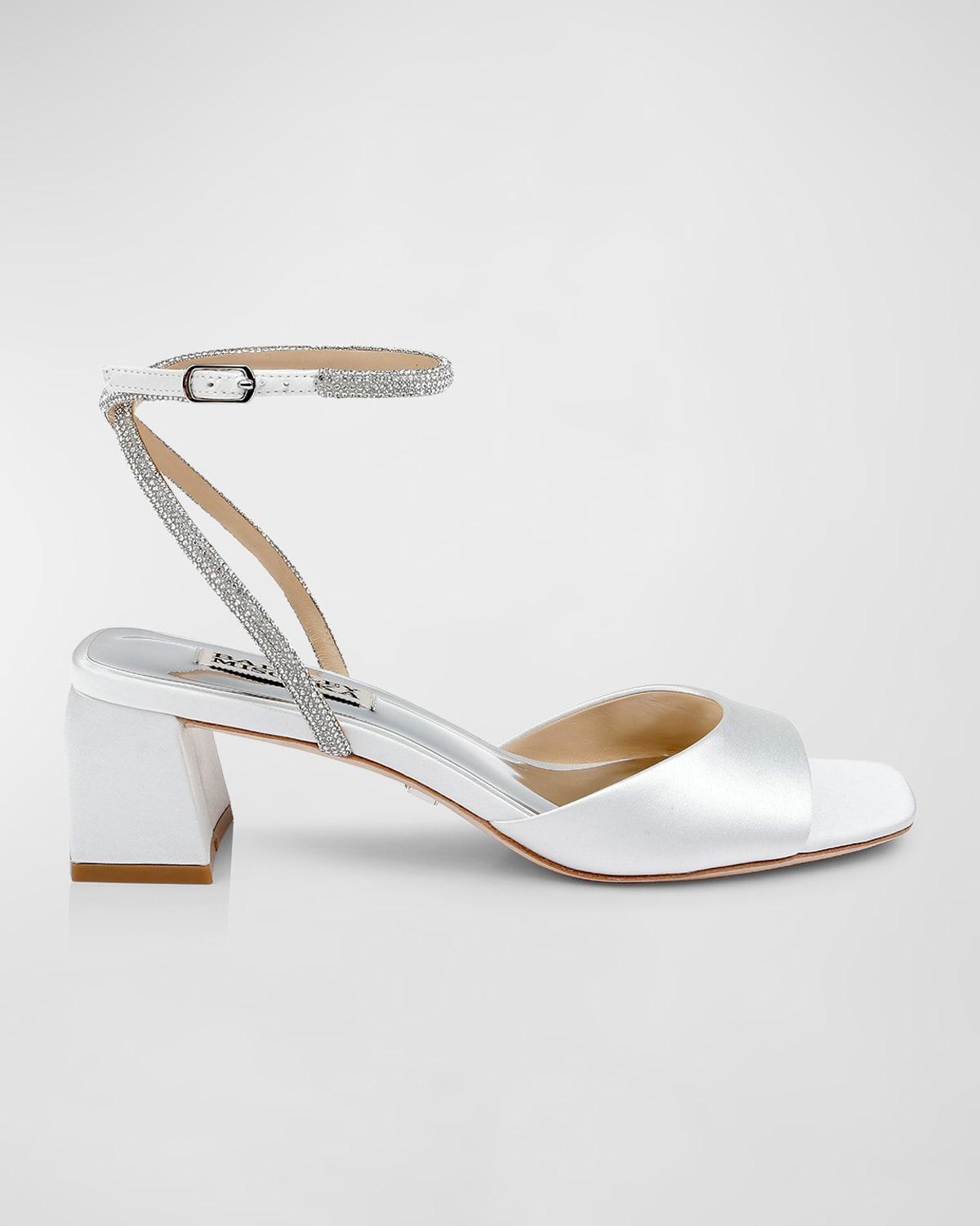 Infinity Crystal Satin Block-Heel Sandals Product Image