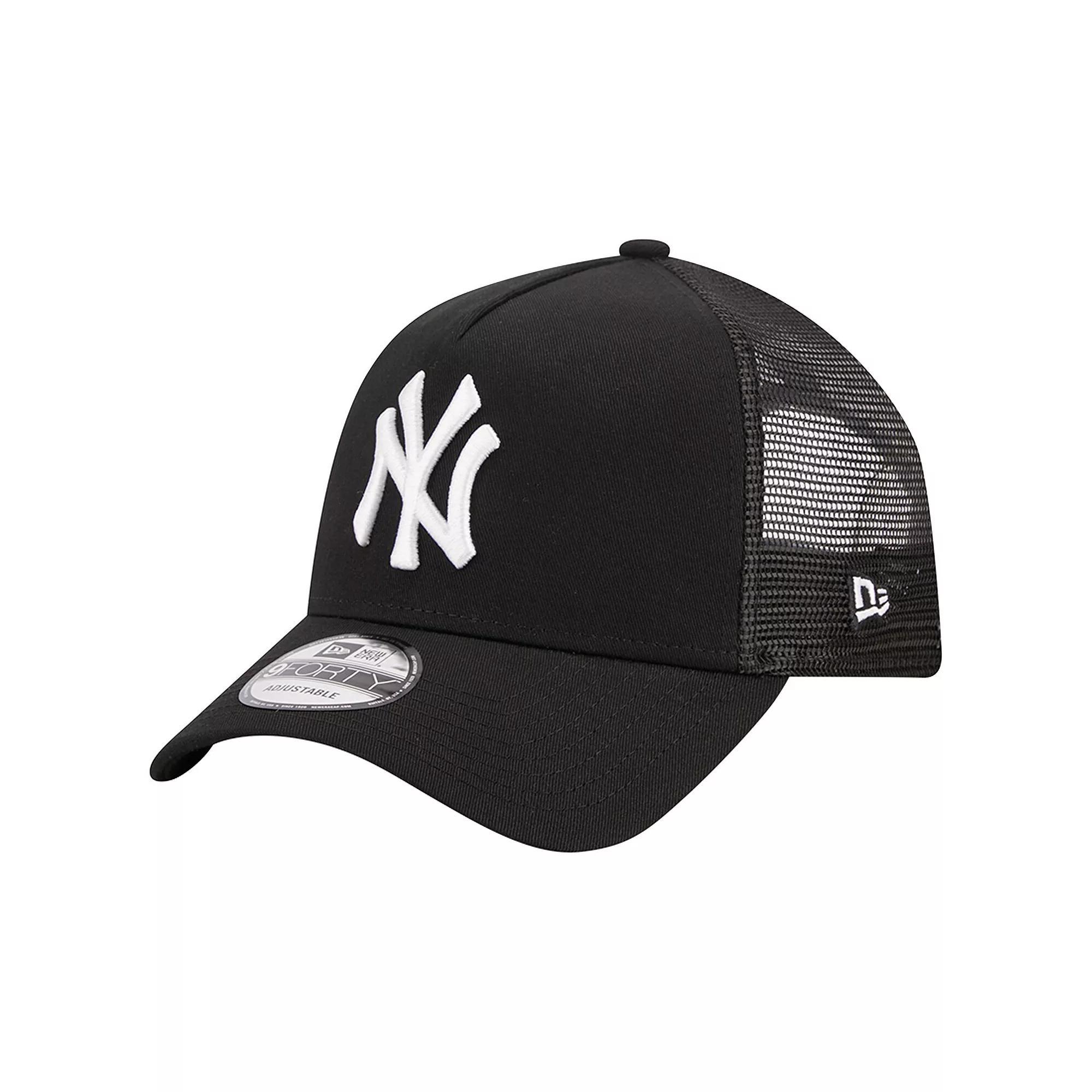 Men's New Era Black New York Yankees A-Frame 9FORTY Trucker Adjustable Hat Product Image