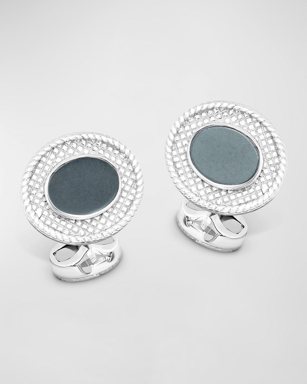 Mens Sterling Silver Hematite Cufflinks Product Image