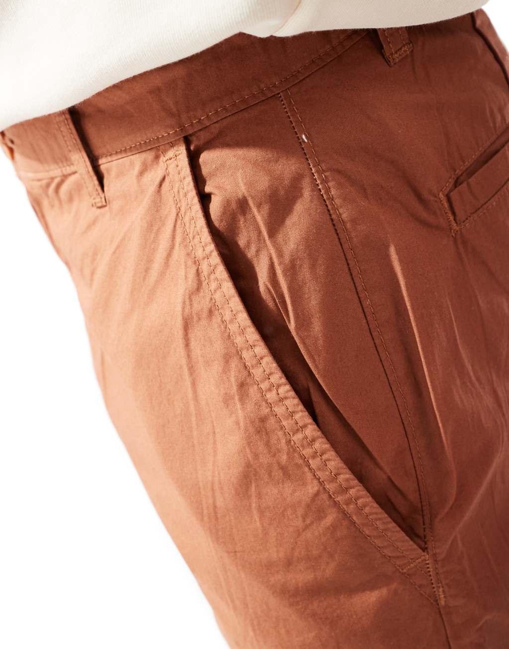 ONLY & SONS cropped barrel leg pants in washed brown Product Image