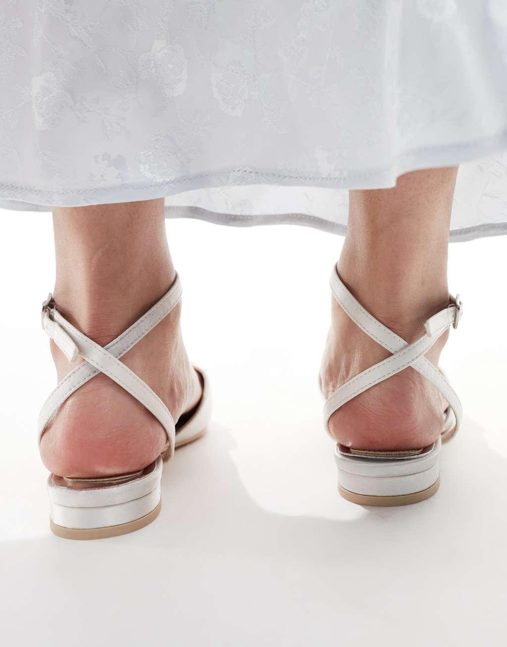 Be Mine Wide Fit Bridal Indi bow flat shoes in ivory Product Image