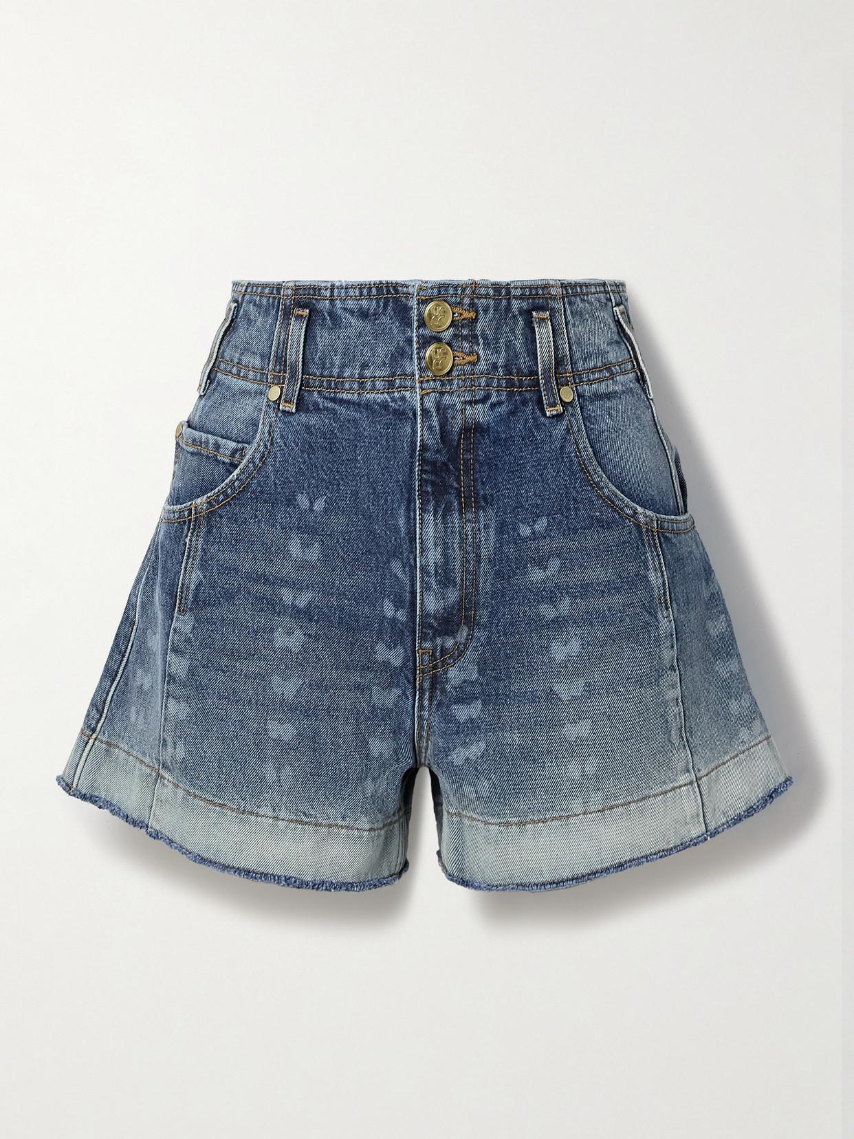 ULLA JOHNSON The Charlotte Shorts Etched Arashi Wash In Blue Product Image