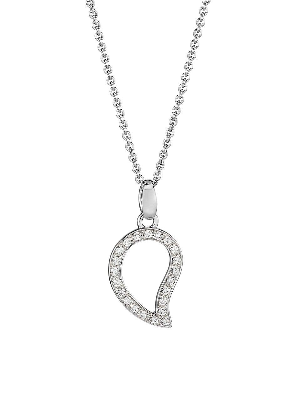 Womens Signature Small 18k White Gold & Diamond PavPendant Necklace Product Image