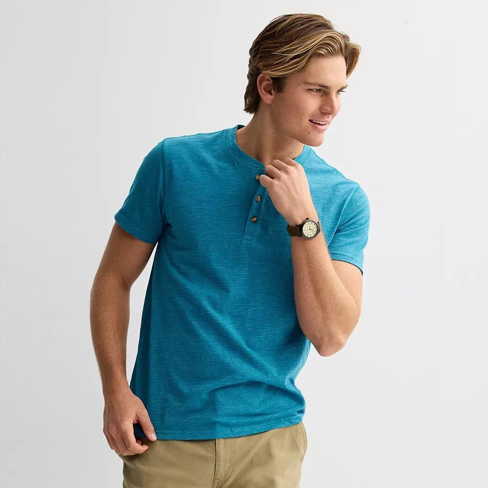 Men's Sonoma Goods For Life® Essential Short Sleeve Striped Henley T-Shirt,  Product Image