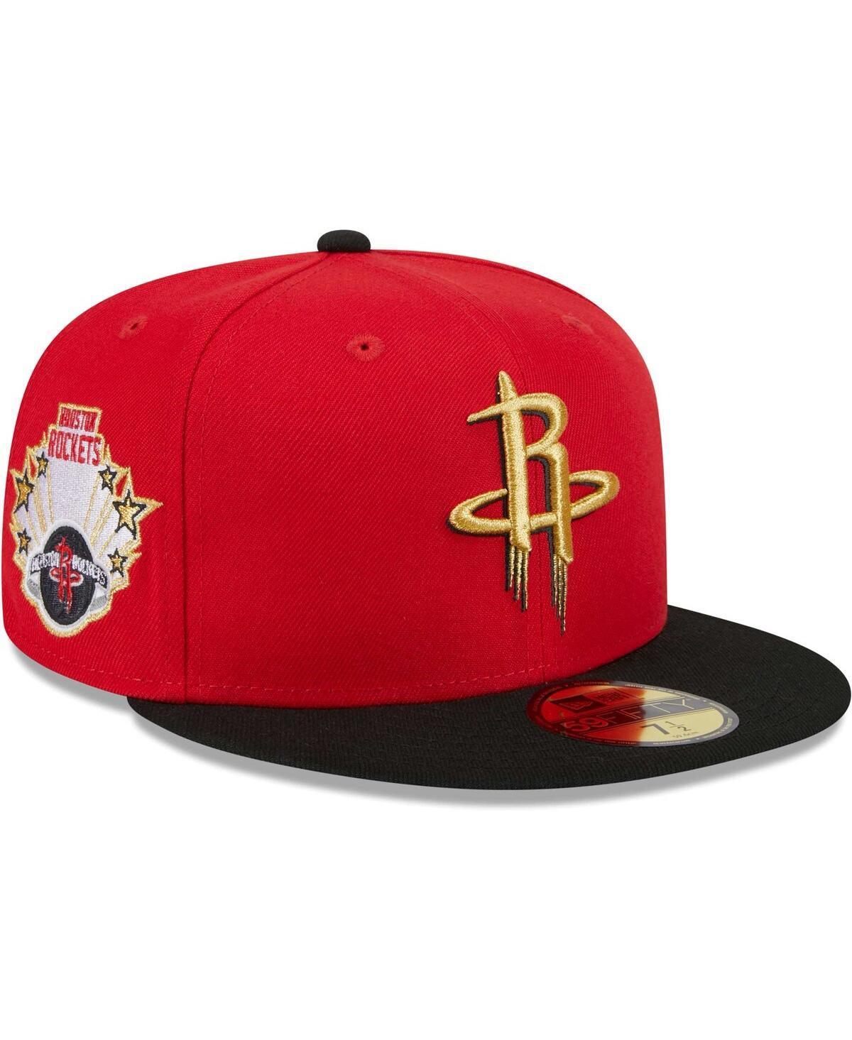 Mens New Era Red Houston Rockets Gameday Gold Pop Stars 59FIFTY Fitted Hat - Red Product Image