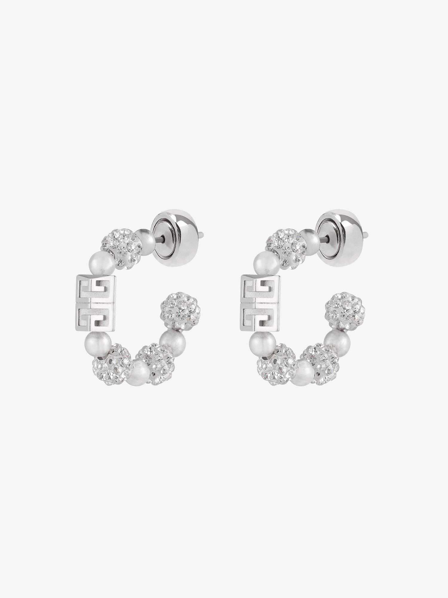 4G earrings in metal with crystals Product Image