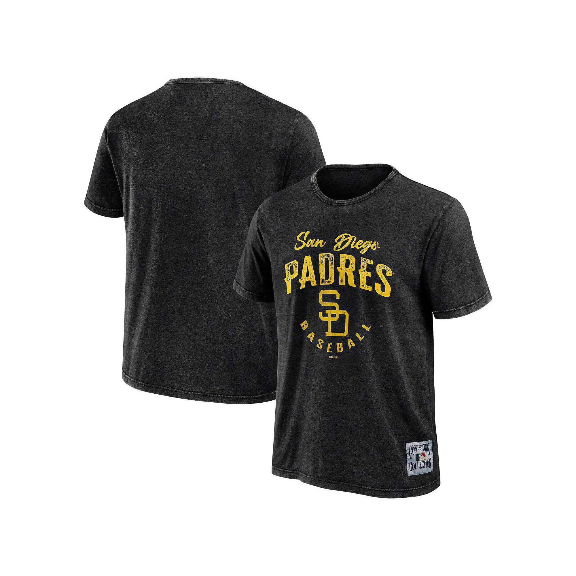 Men's Darius Rucker Collection by Fanatics Black San Diego Padres Cooperstown Collection Washed T-Shirt, Size: Small Product Image