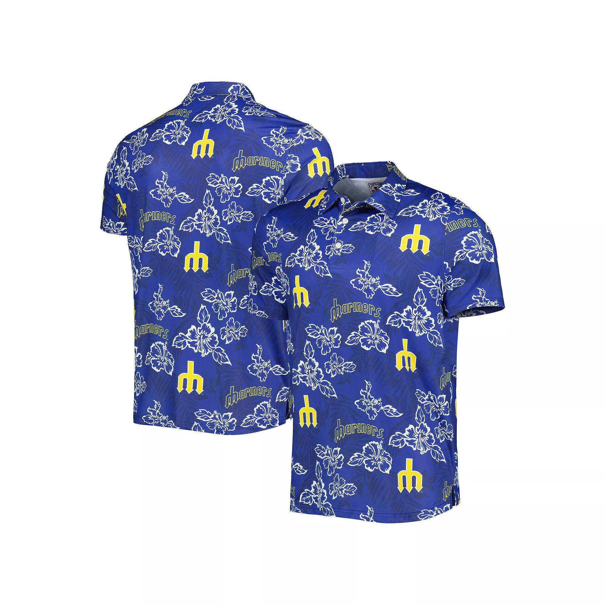Men's Reyn Spooner Navy Seattle Mariners Cooperstown Collection Puamana Print Polo,  Product Image