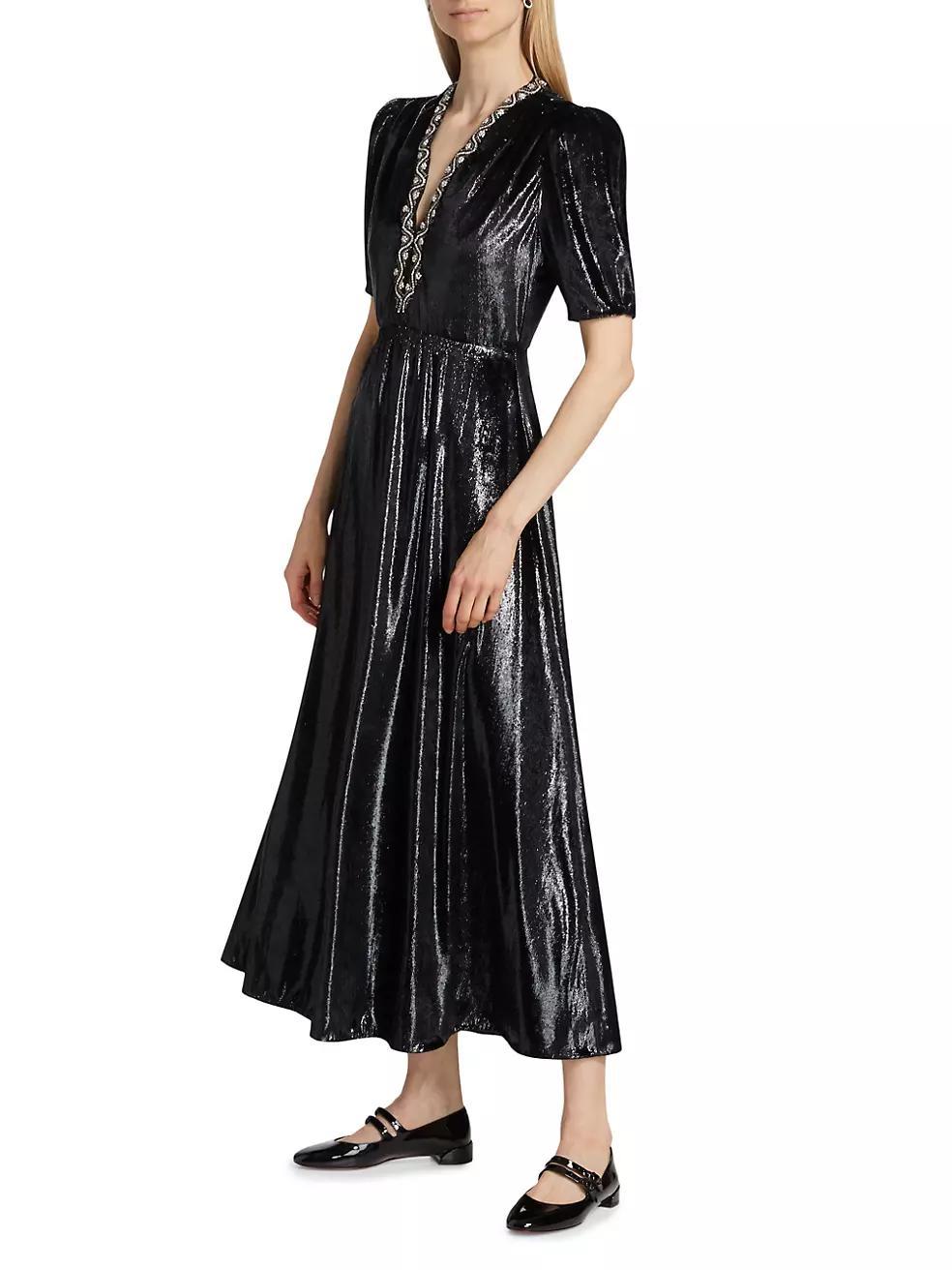 Tabitha Metallic Velvet Midi Dress Product Image