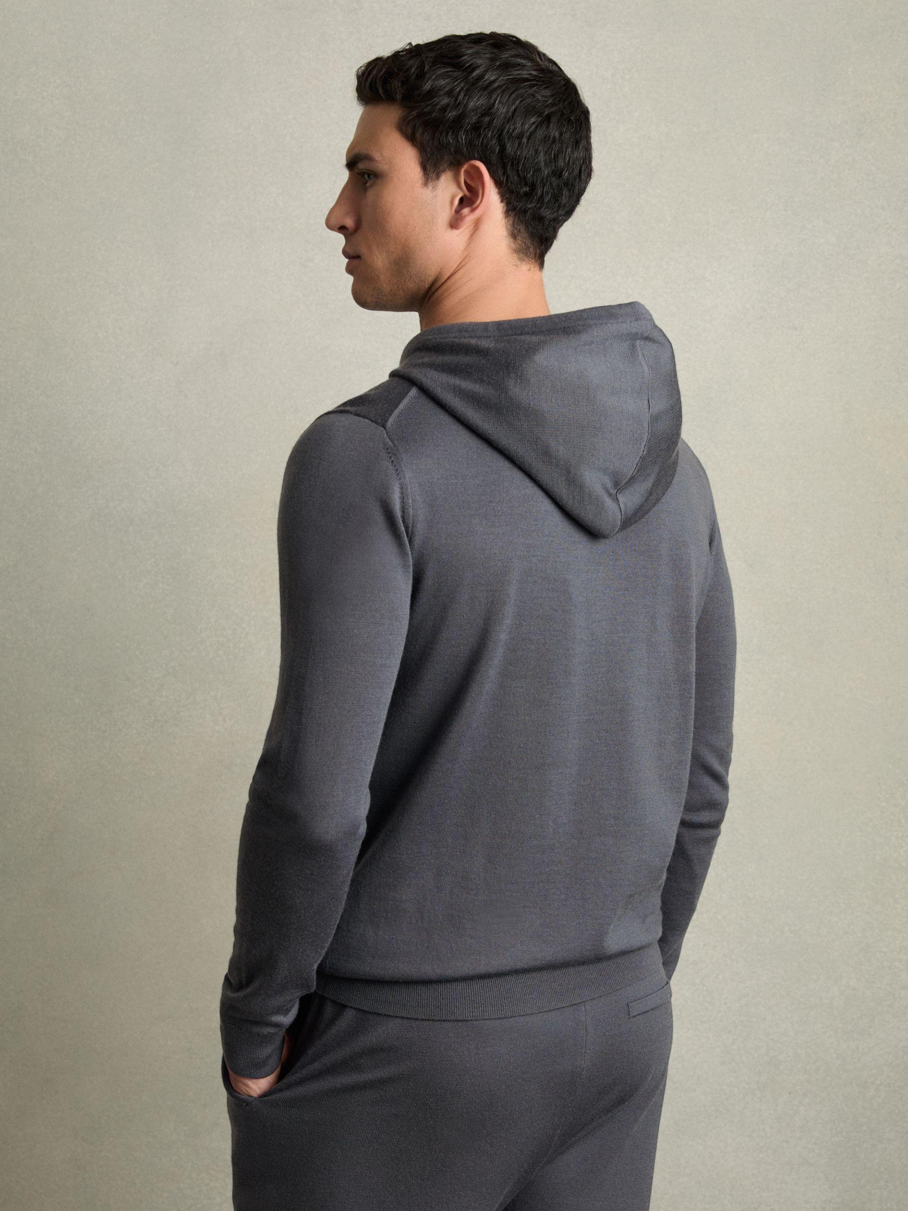 Merino Wool Drawstring Hoodie in Blackend Blue Product Image