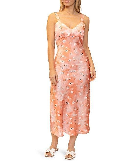 Stevie By Steve Madden Floral Print V-Neck Cami Midi Dress Product Image