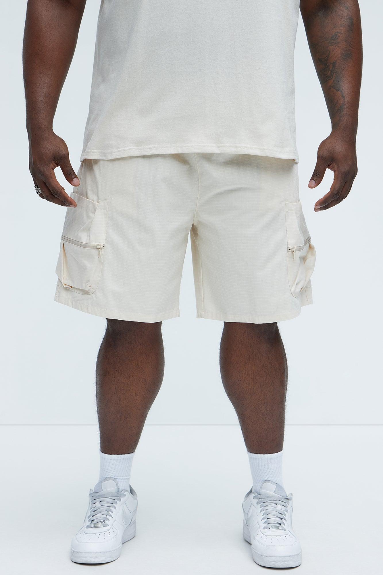 Stacked Ripstop Relaxed Cargo Shorts - Khaki Product Image