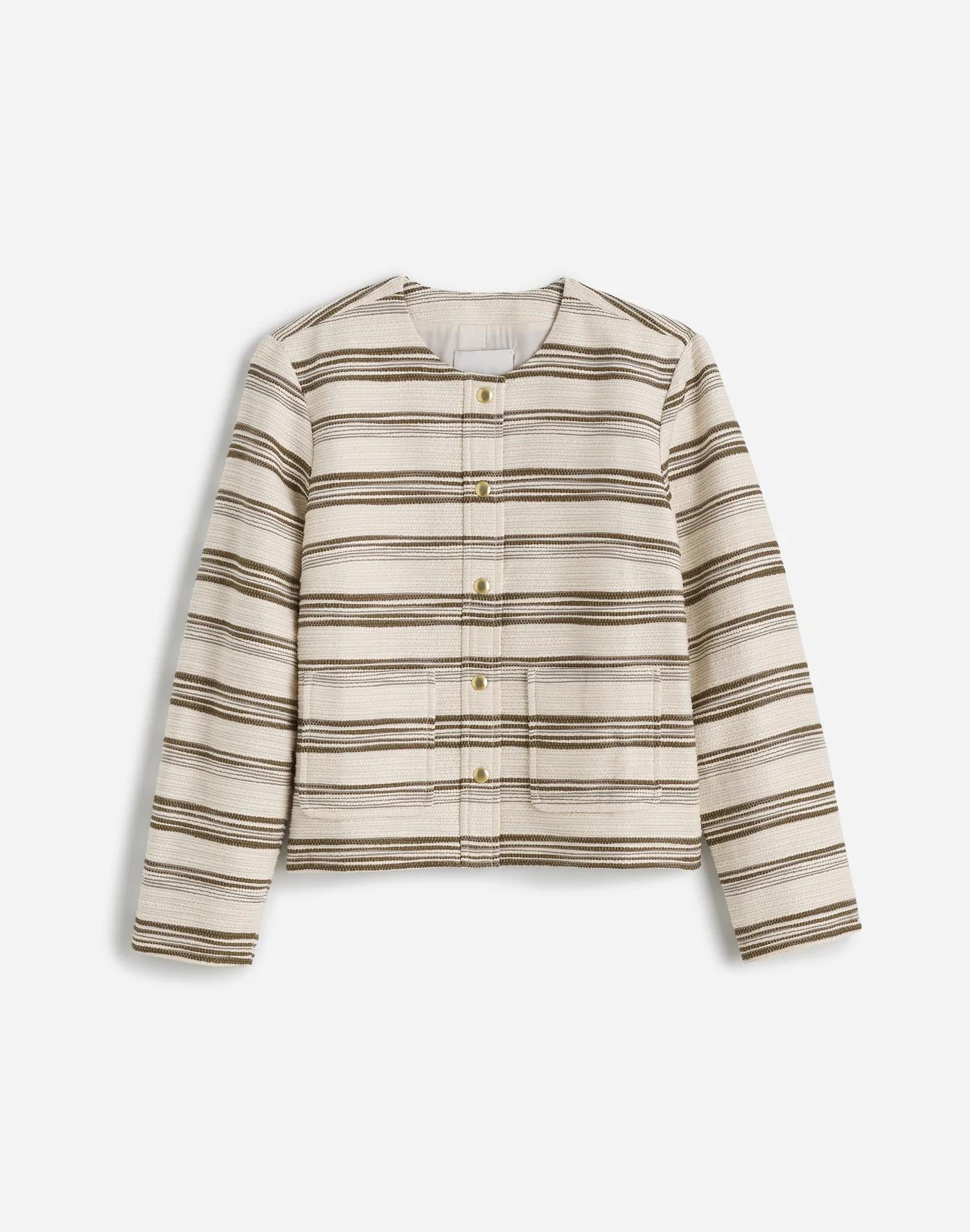Button-Front Jacket in Striped Tweed Product Image