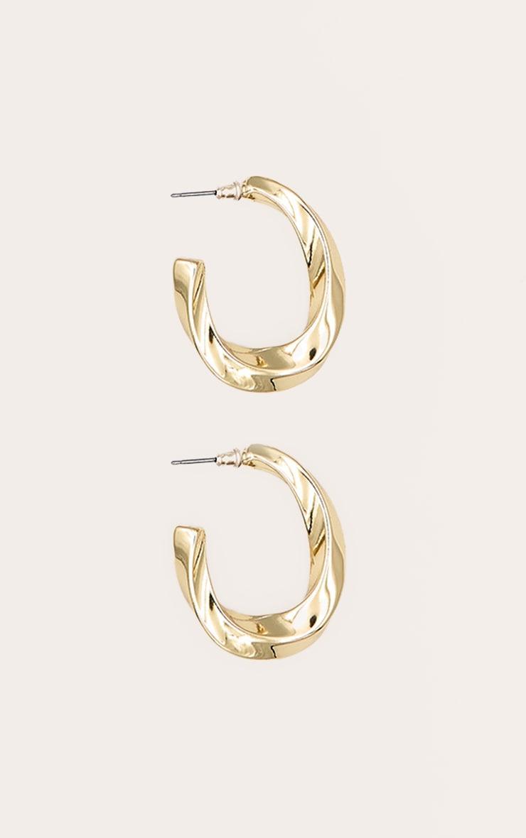 Gold Medium Twist Hoop Earrings Product Image