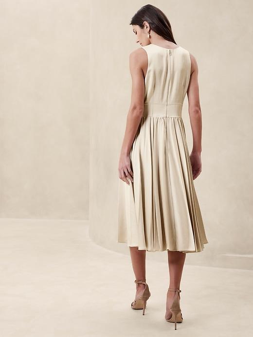 Ness Pleated Satin Midi Dress Product Image