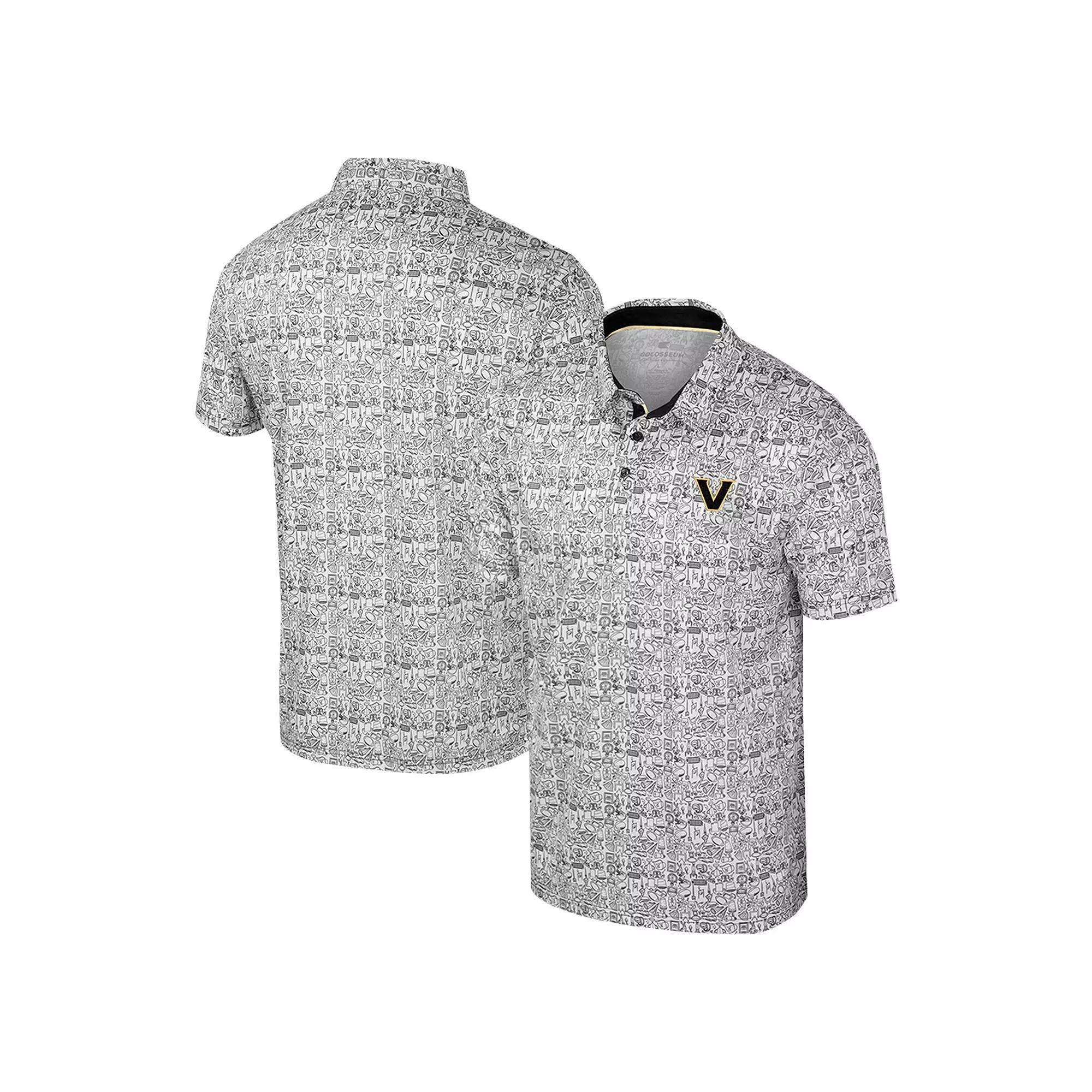Men's Colosseum Black Vanderbilt Commodores It's Time! Allover Print Polo, Size: XXL Product Image