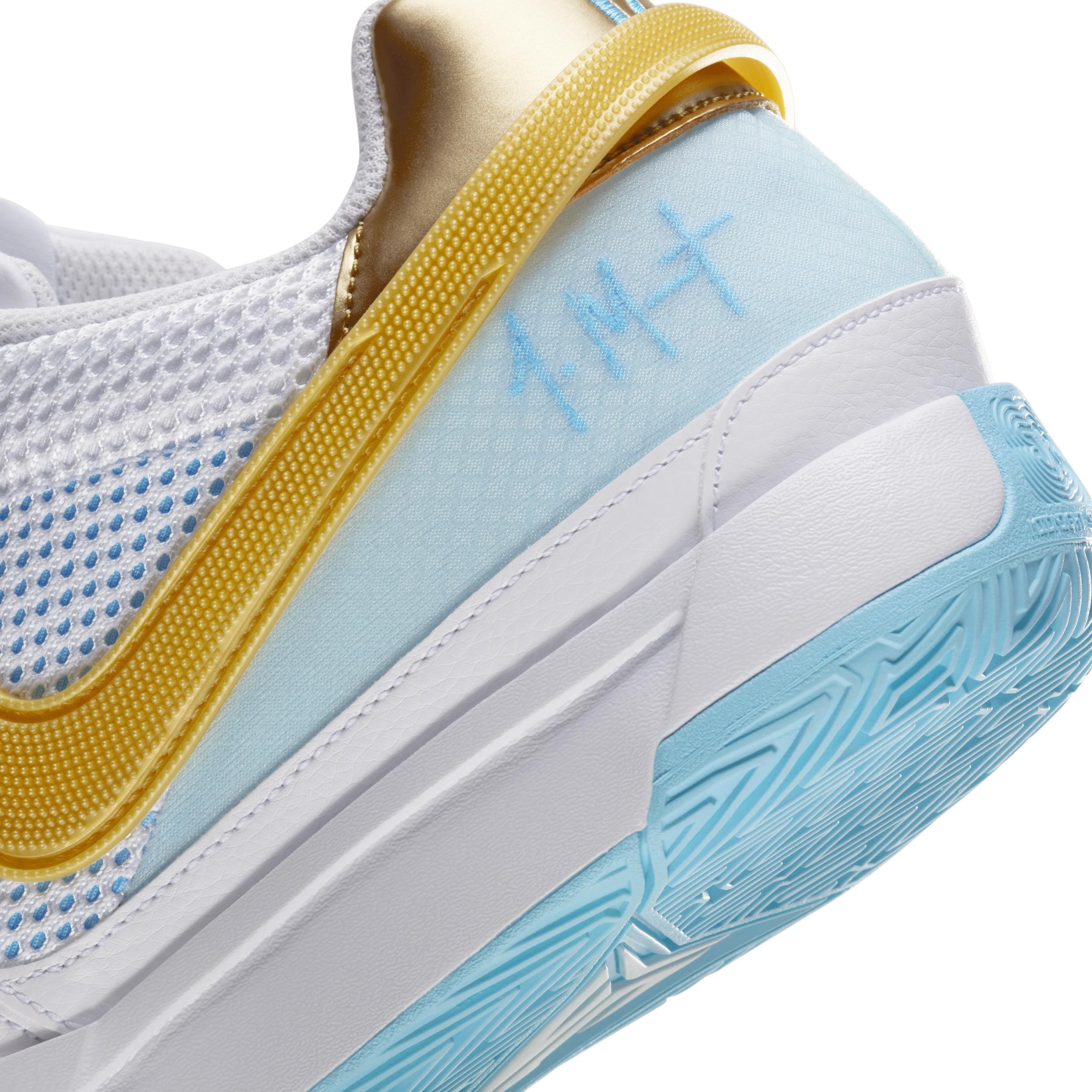 Nike Mens JA 1 CNY - Basketball Shoes White/Metallic Gold/Auarius Blue Product Image