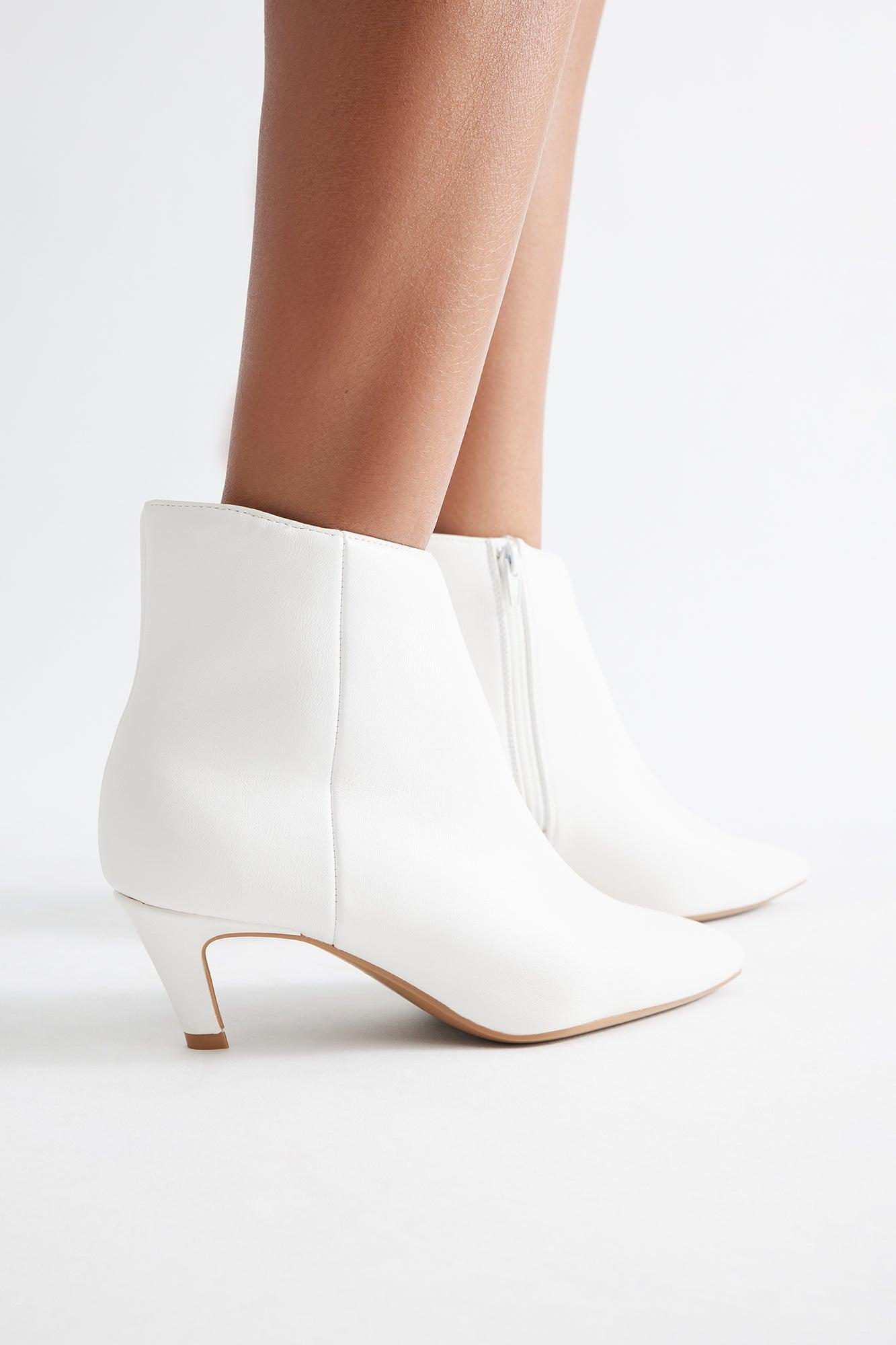 Raj Kitten Heel Booties - White Female Product Image