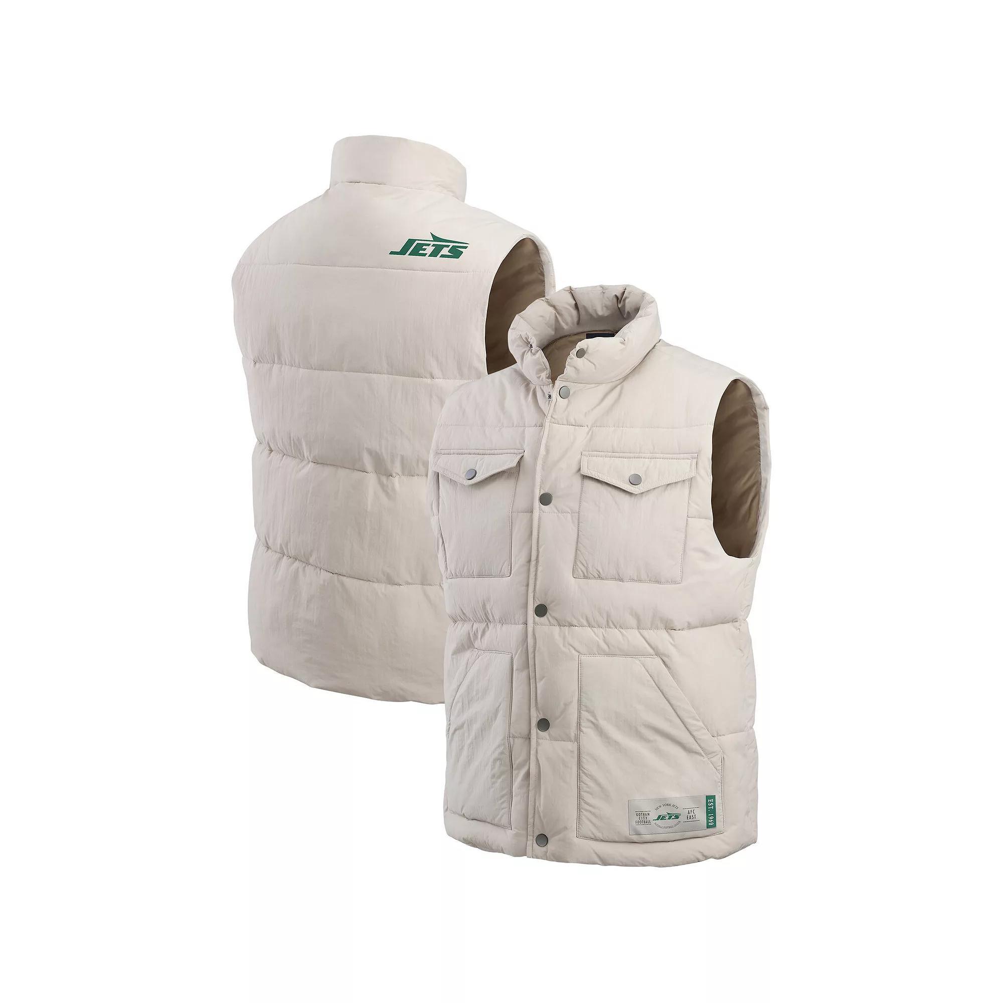 Men's Darius Rucker Collection by Fanatics Cream New York Jets Puffer Full-Snap Vest,  Product Image