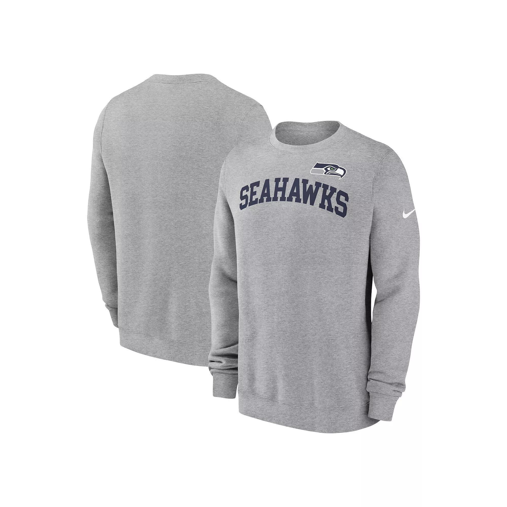 Men's Nike Heather Gray Seattle Seahawks Club Pullover Sweatshirt, Size: 3XL, Grey Product Image