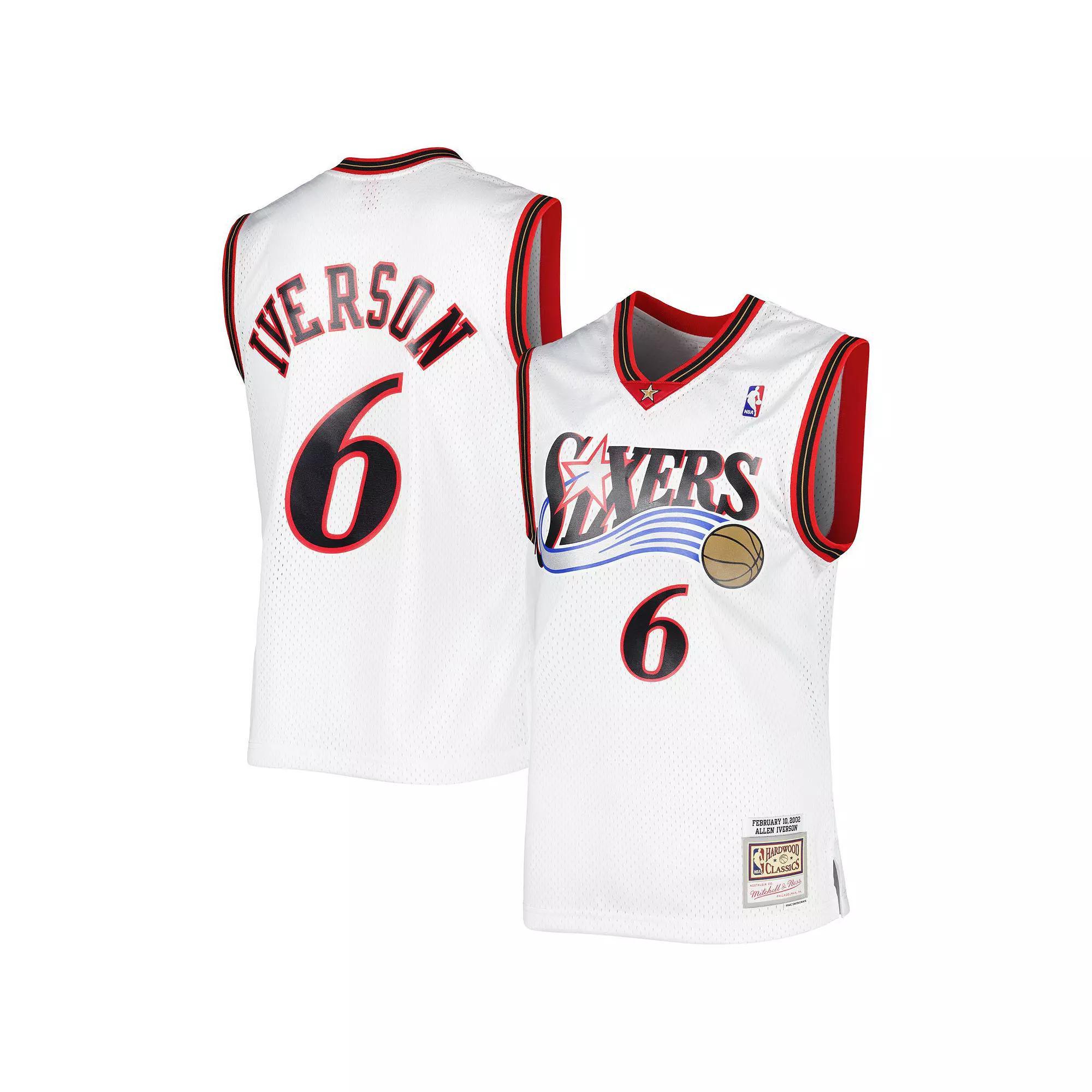 Men's Mitchell & Ness Allen Iverson White Philadelphia 76ers 2001/02 Hardwood Classics Swingman Jersey, Size: Medium, 76r White Product Image