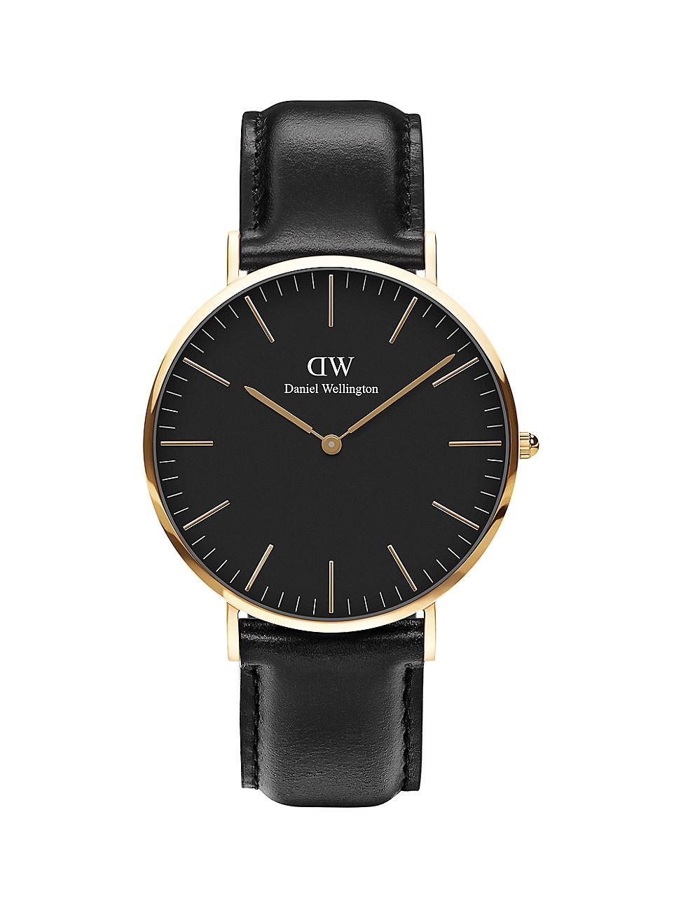 Daniel Wellington Mens Classic Sheffield Black Leather Watch 40mm - Black Product Image