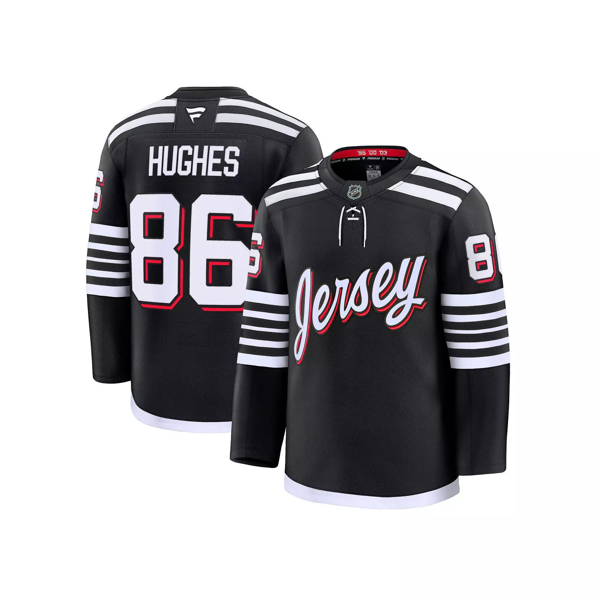 Men's Fanatics Jack Hughes Black New Jersey Devils Alternate Premium Jersey, Size: 56, Nhl Black Product Image