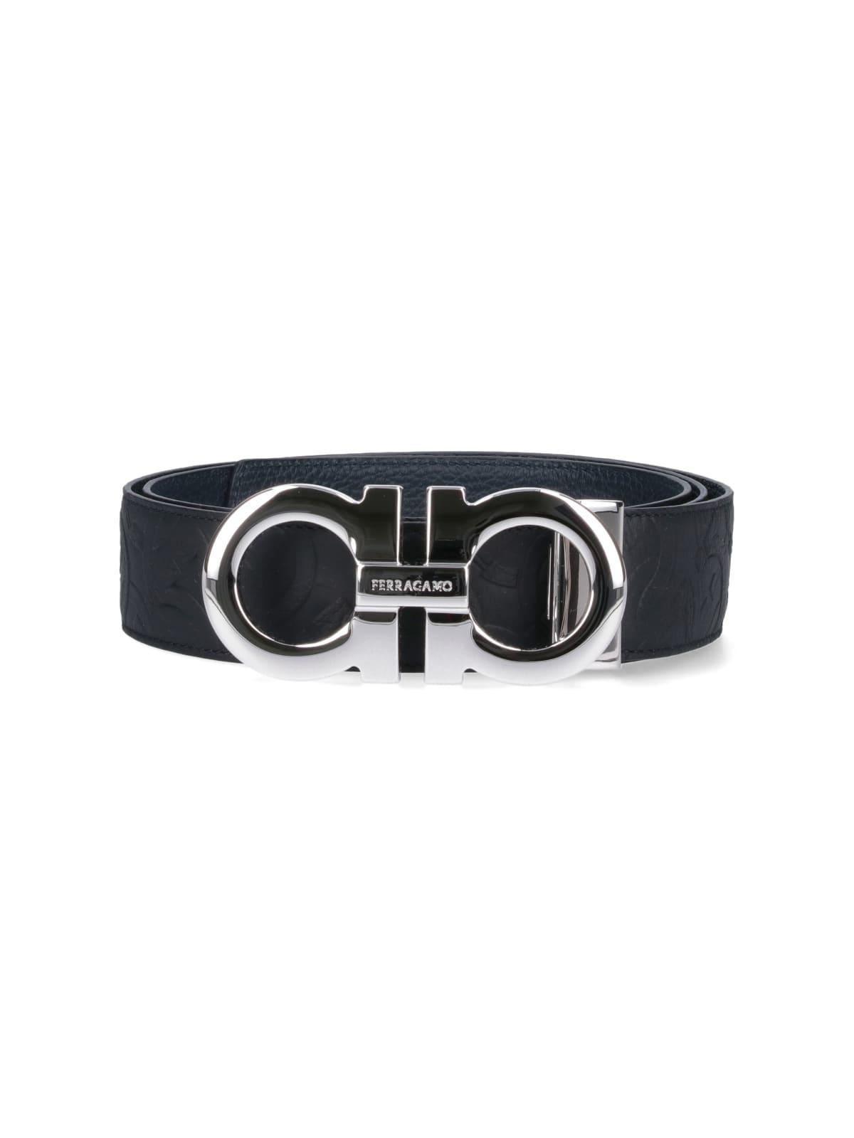 FERRAGAMO Gancini Embossed Belt In Black Product Image