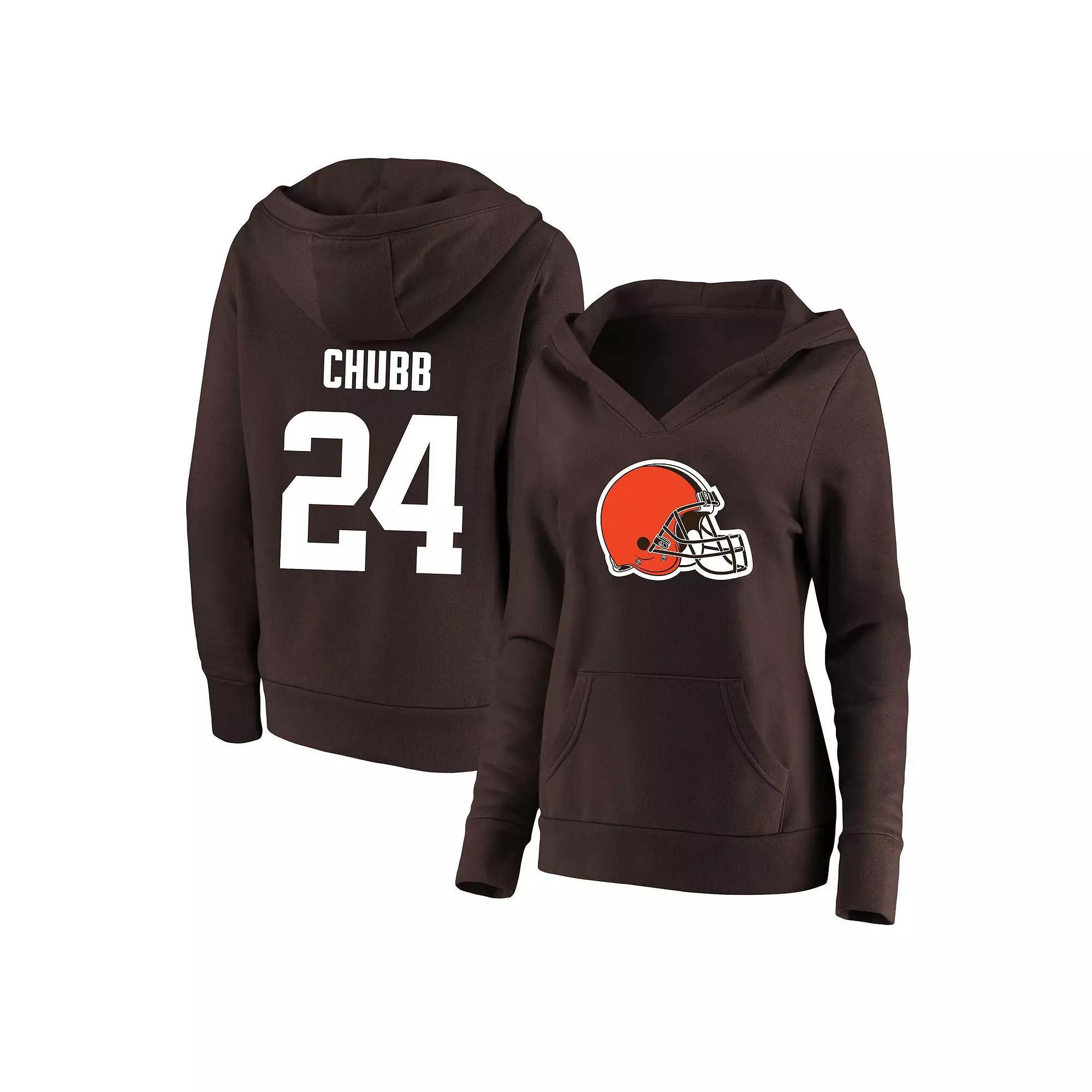 Women's Profile Nick Chubb Brown Cleveland Browns Plus Size Player Name & Number Pullover Hoodie, Size: 2XL Product Image