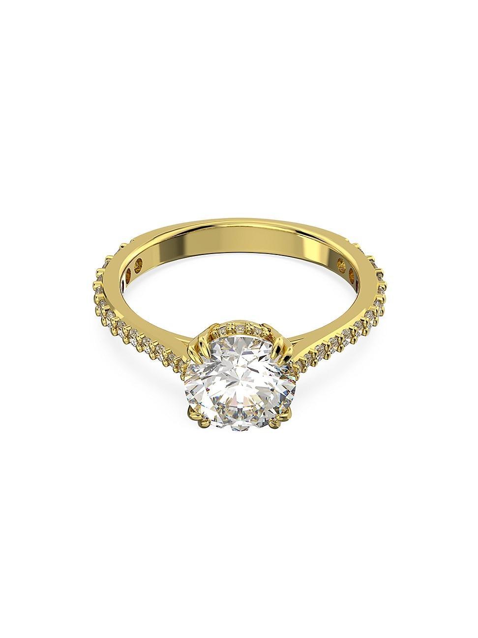 Womens Stilla Rhodium-Plated & Crystal Cocktail Ring Product Image