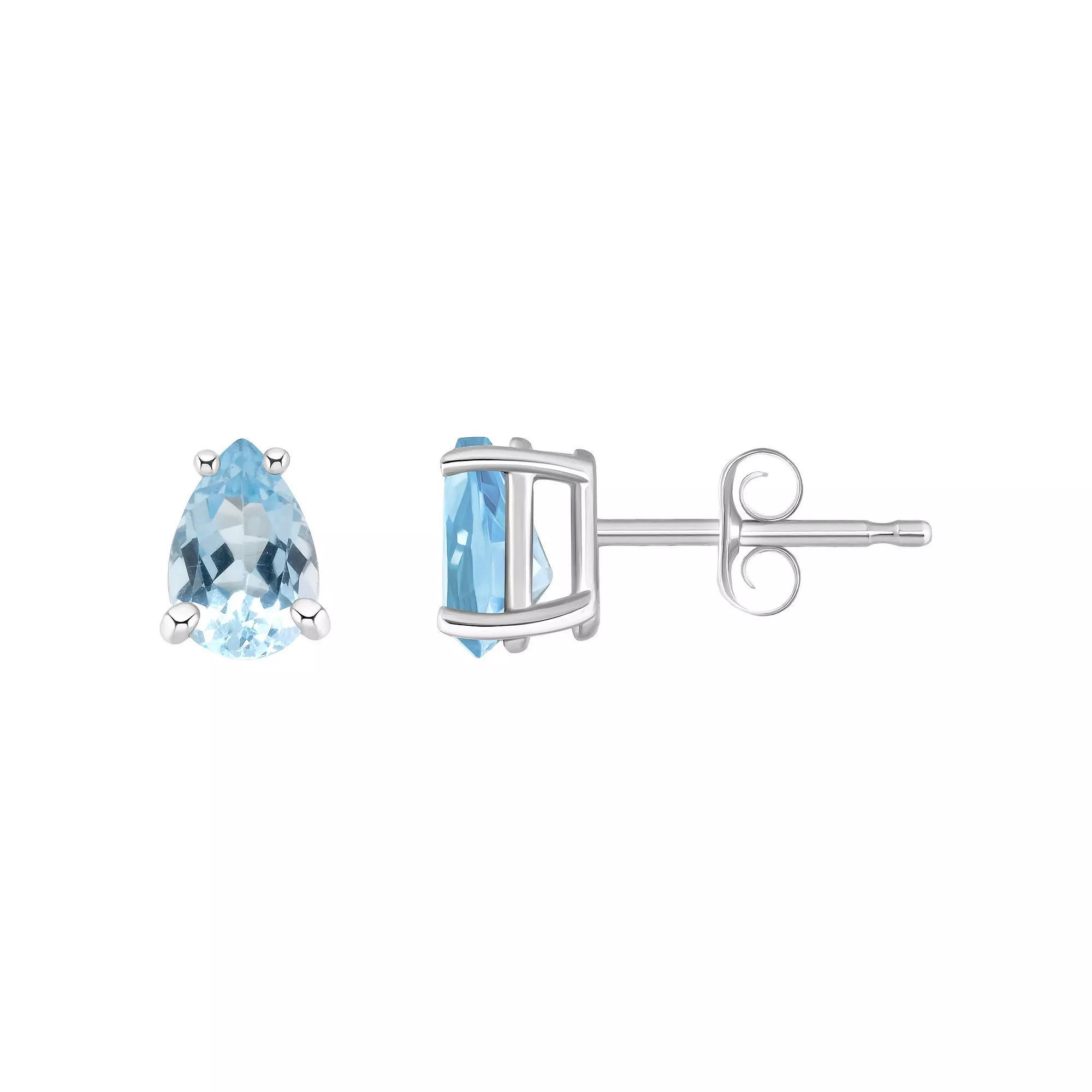 Celebration Gems 14k White Gold Pear Shape Gemstone Stud Earrings, Women's, Aquamarine Product Image