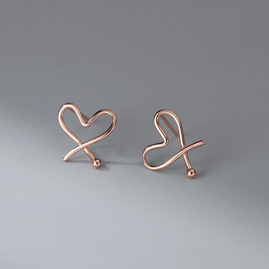 925 Sterling Silver Heart Stud Earring Product Image