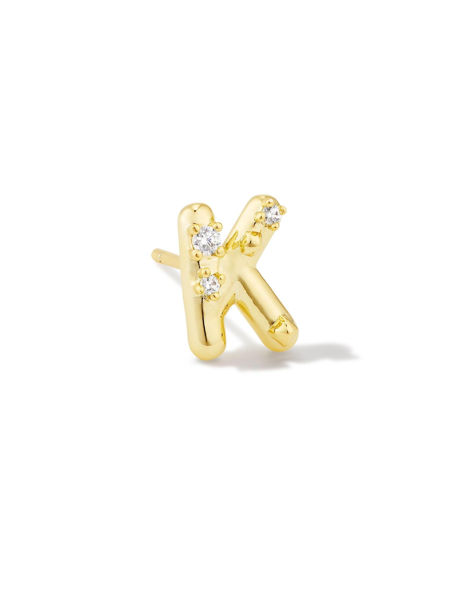 Austin Gold Single Stud Earring in White CZ Product Image