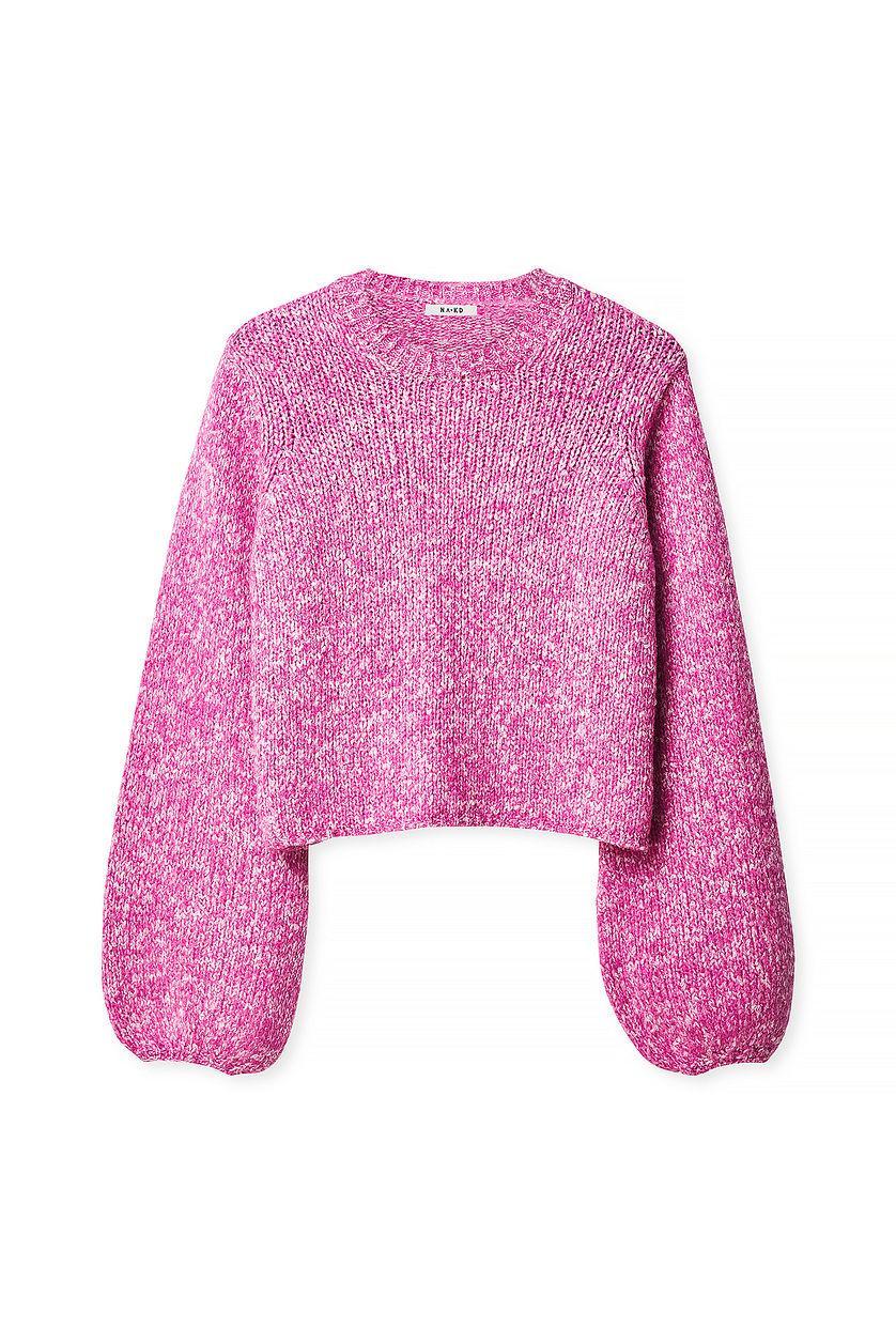 Knitted Open Back Balloon Sleeve Sweater Product Image