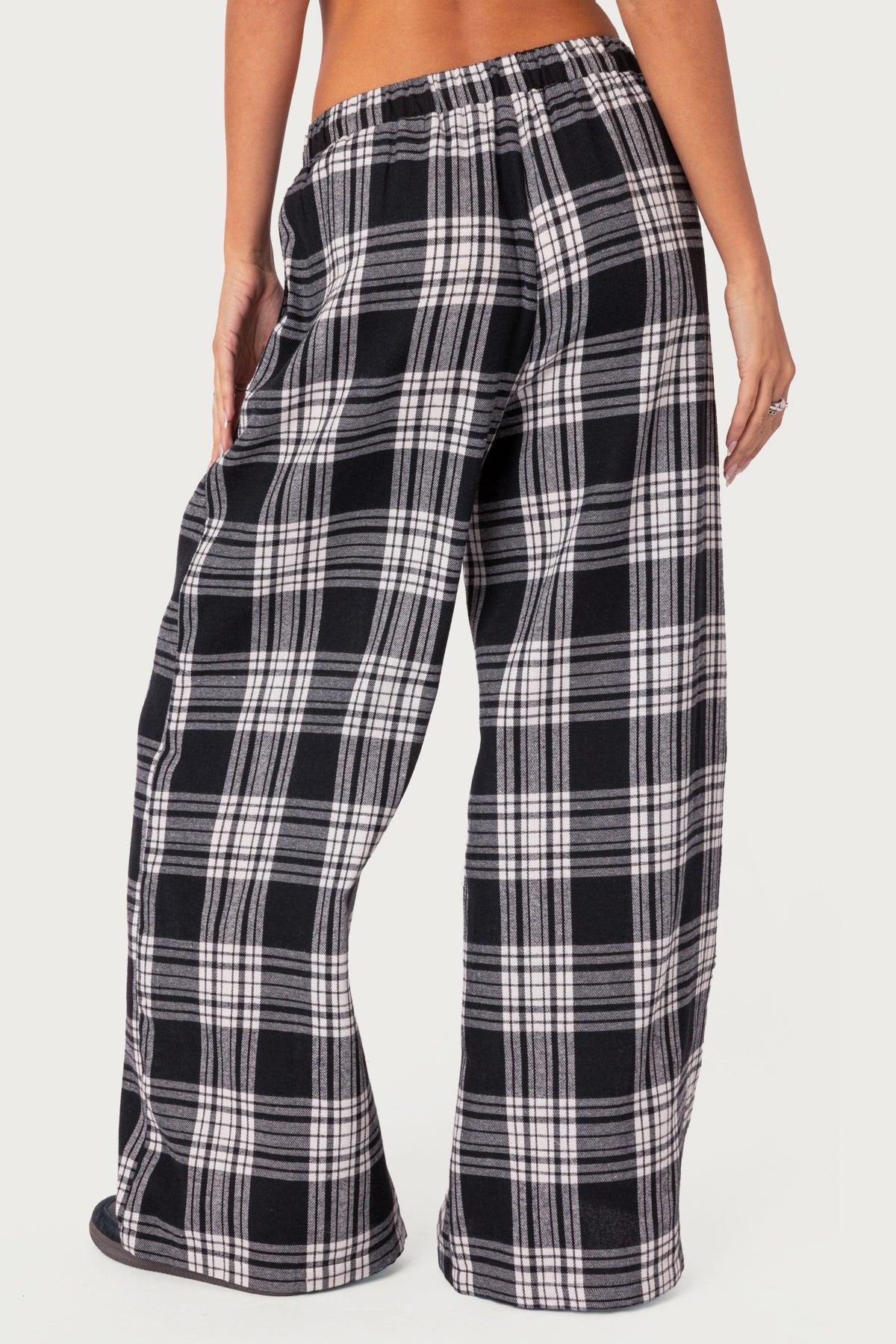Lounge Around Plaid Wide Leg Pants Product Image