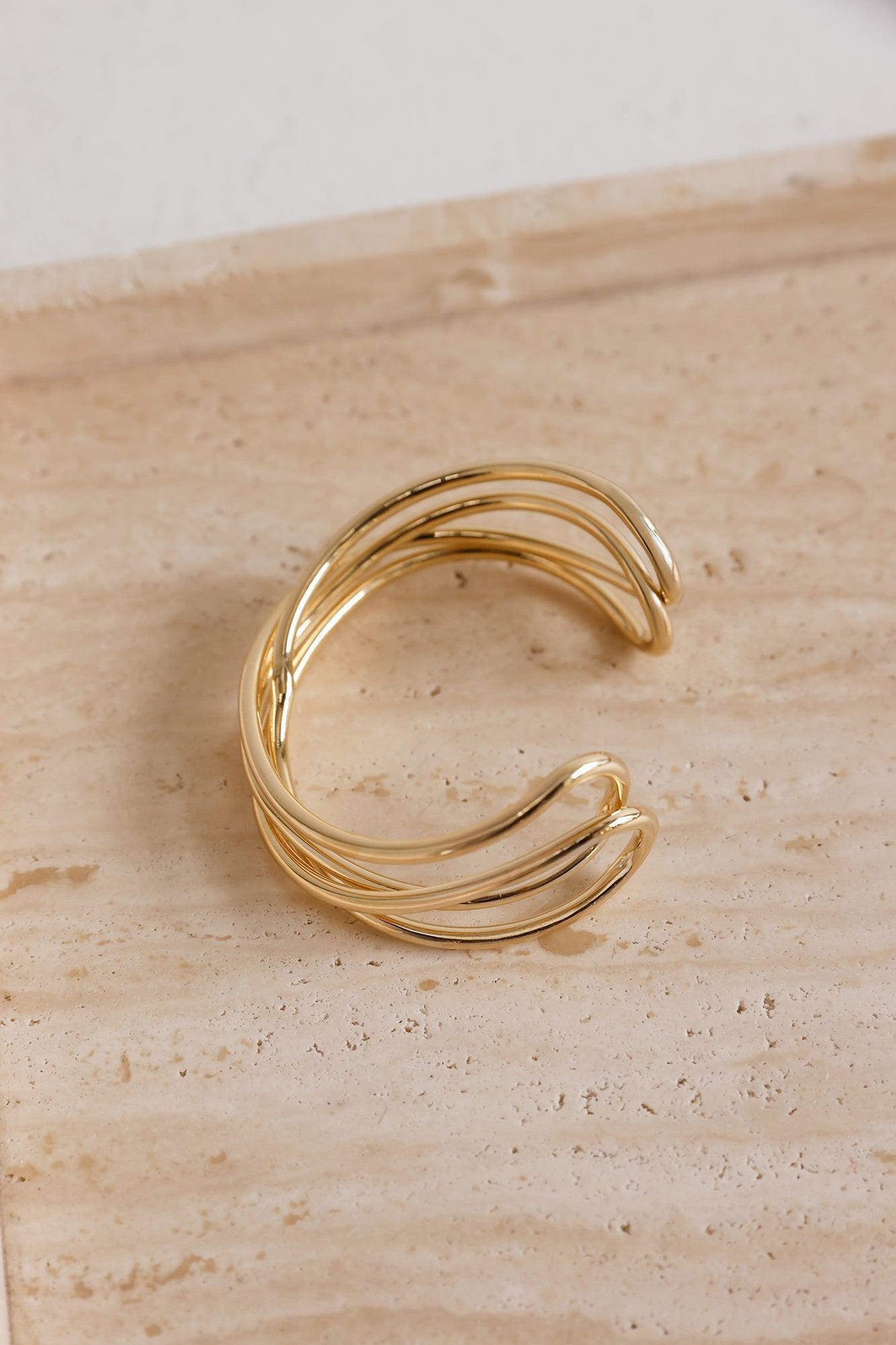 18k Gold Plated Smooth Style Cuff Gold Product Image