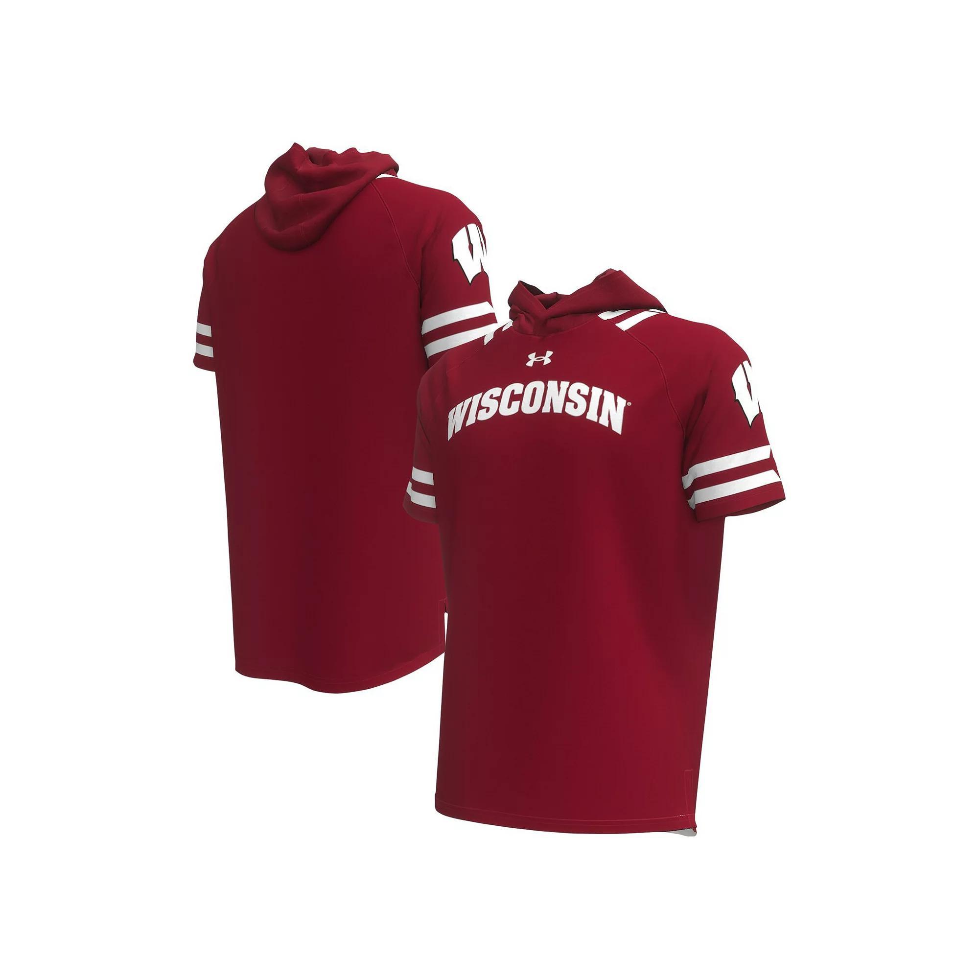Men's Under Armour Red Wisconsin Badgers Shooter Raglan Hoodie T-Shirt, Size: Large Product Image