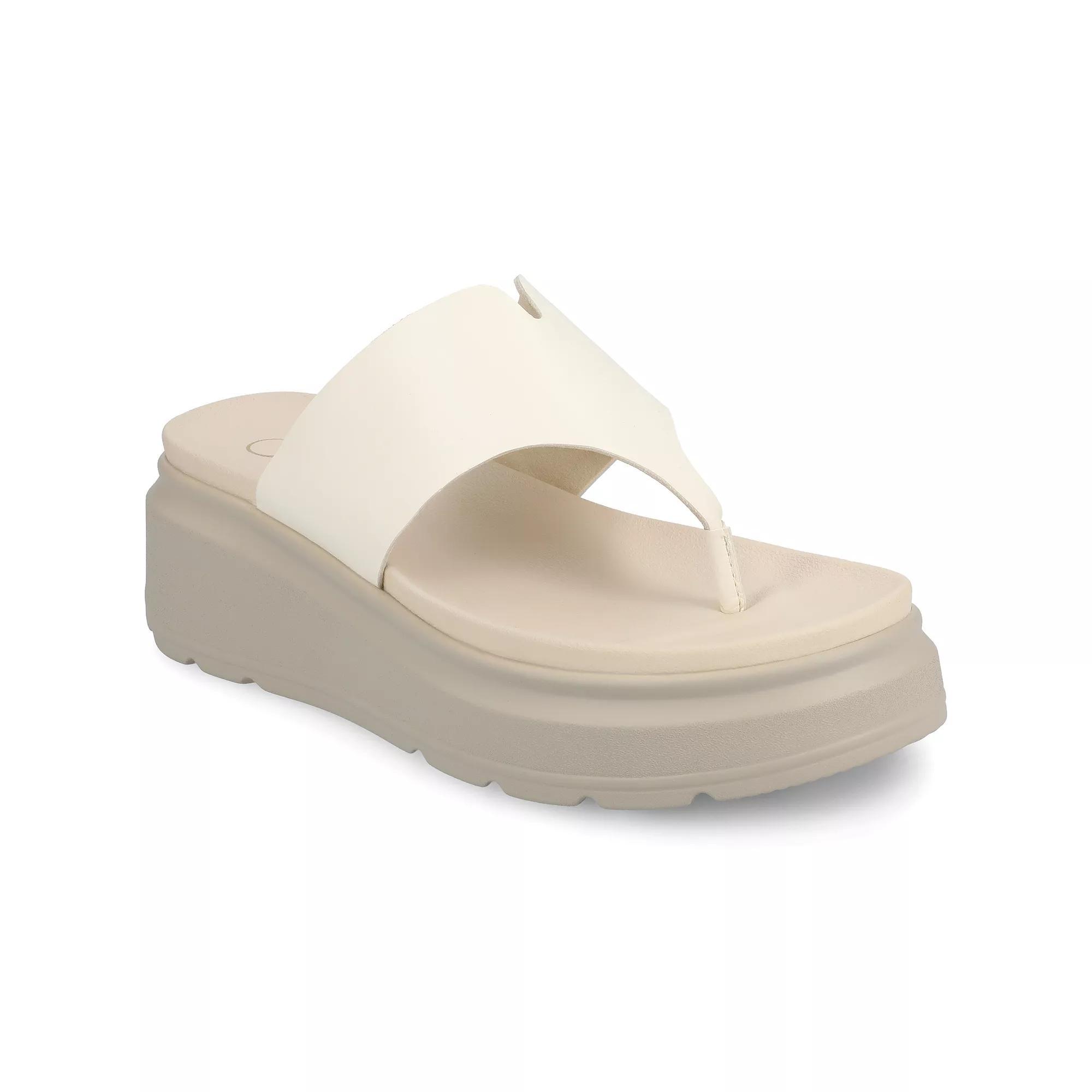 Journee Carah Wedge Thong Flip Flop Women's Sandals,  Product Image