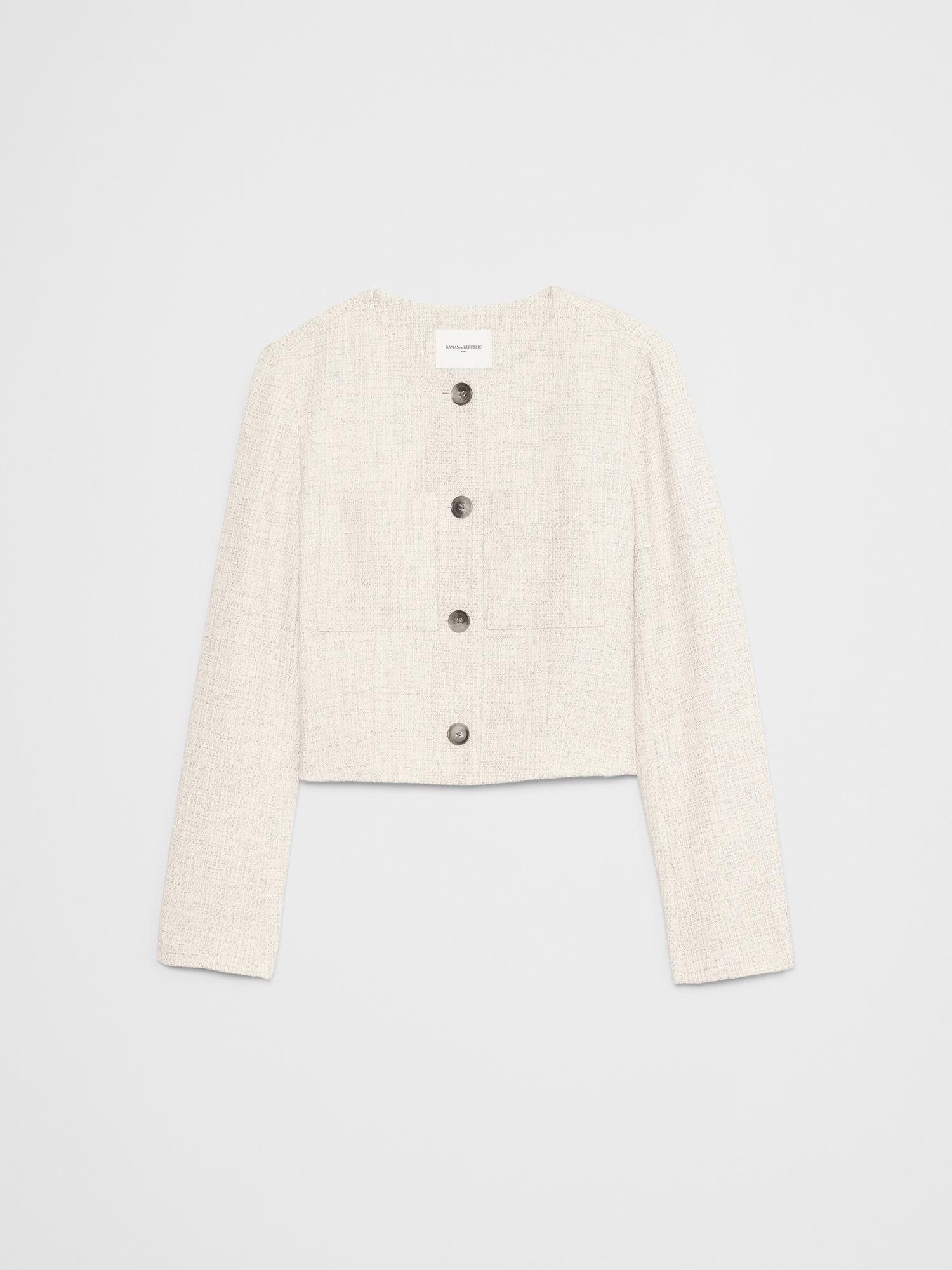 Collarless Cropped Jacket Product Image