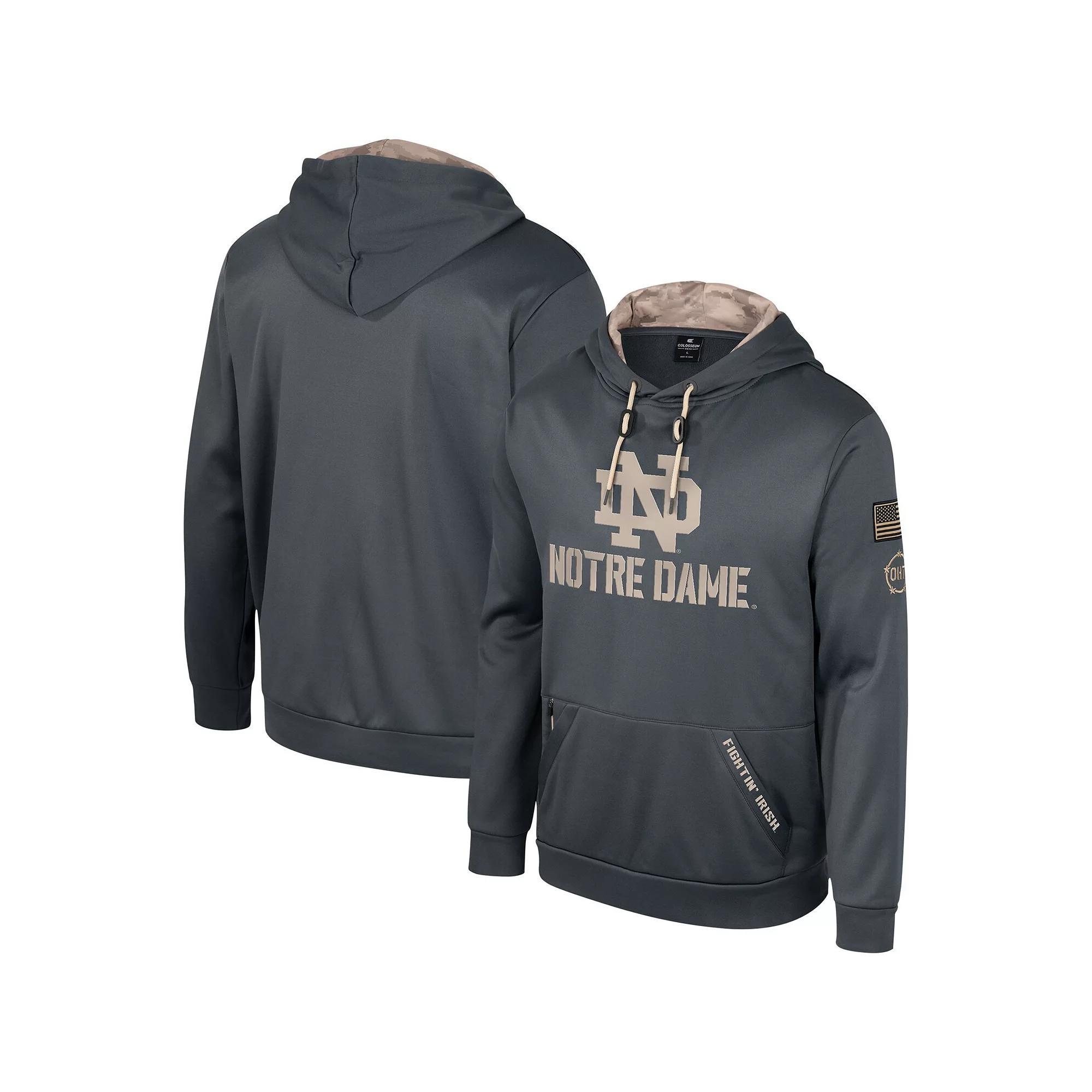 Men's Colosseum Charcoal Notre Dame Fighting Irish OHT Military Appreciation Pullover Hoodie, Size: Medium Product Image