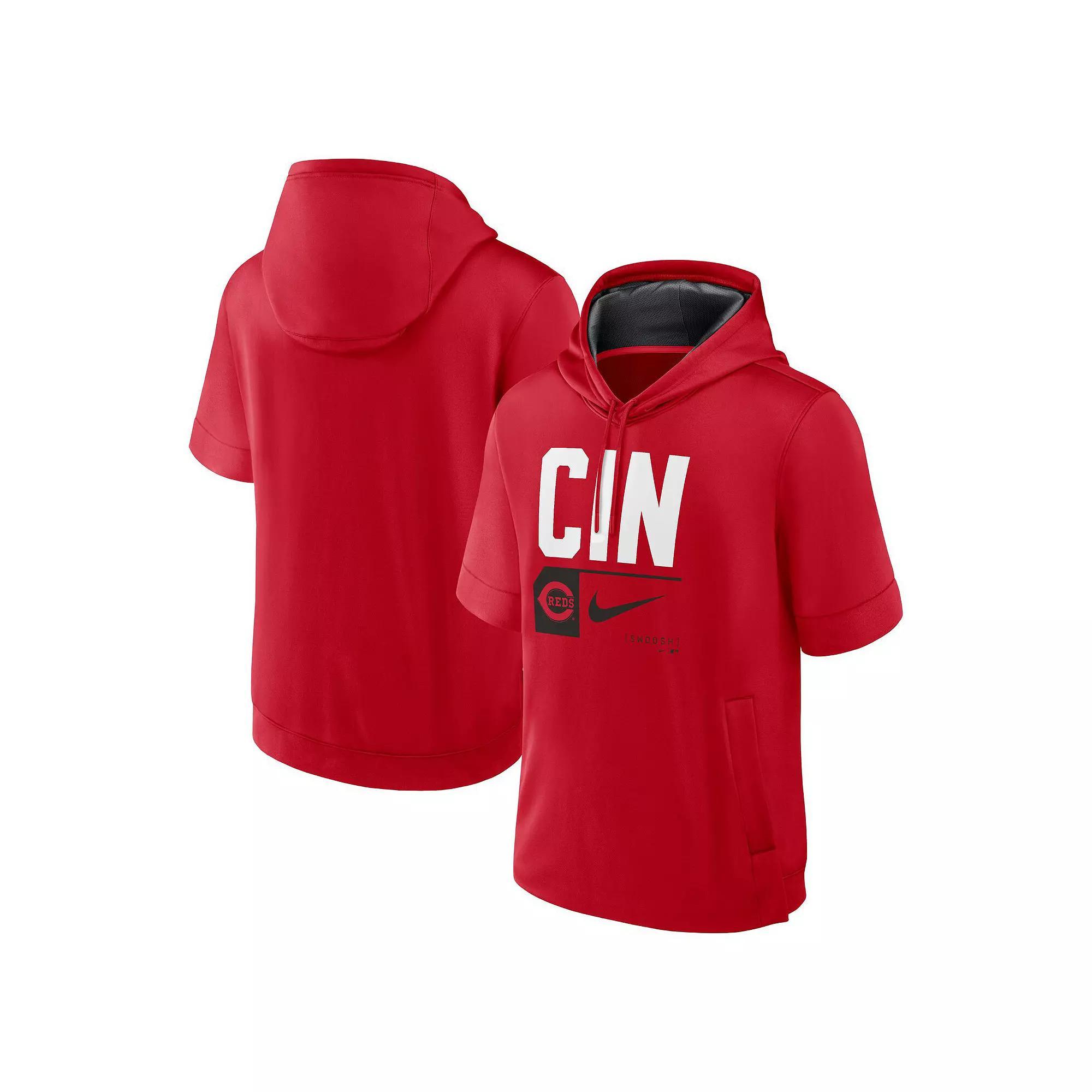 Men's Nike Red Cincinnati Reds Tri Code Lockup Short Sleeve Pullover Hoodie,  Product Image
